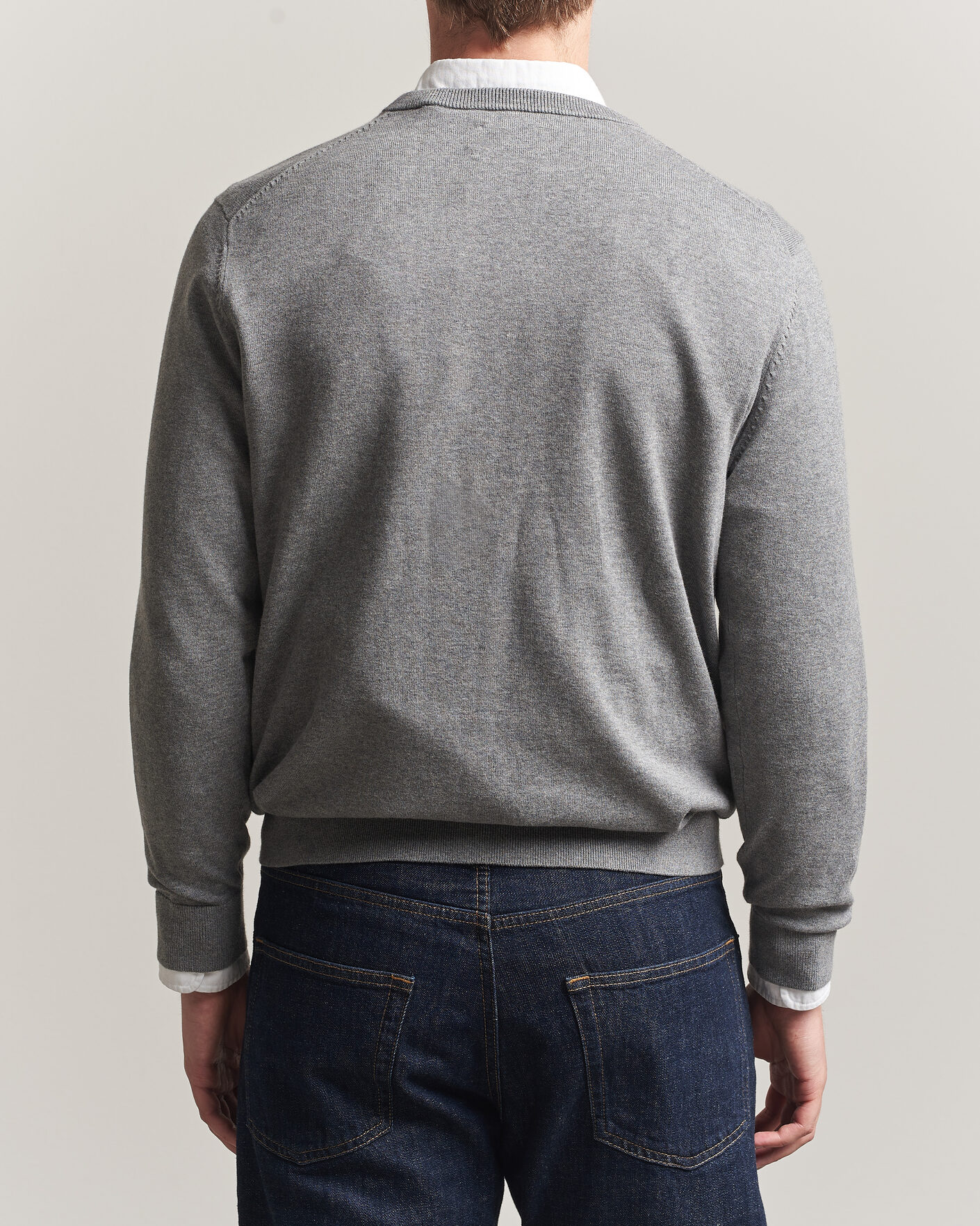 Heren | Truien | Gant | Classic Cotton V-Neck Dark Grey Melange