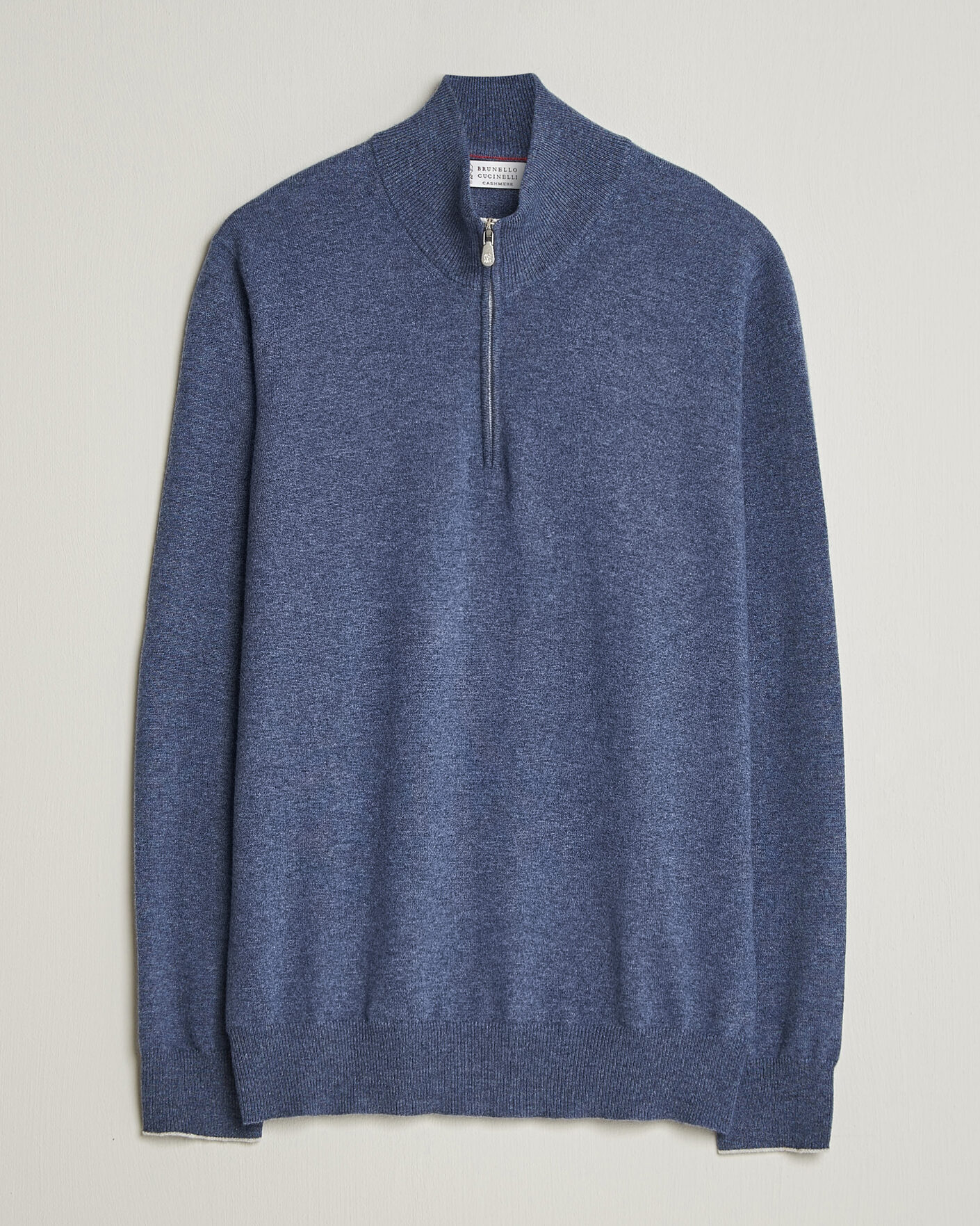 Heren | Truien | Brunello Cucinelli | 2 Ply Cashmere Half Zip Denim Blue