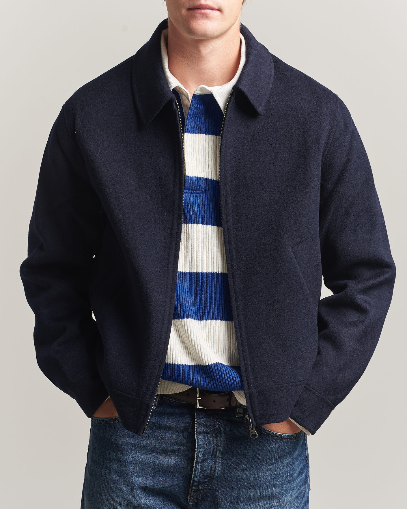 Homme | Manteaux Et Vestes | Gant | Handstitched Wool/Cashmere Jacket Evening Blue