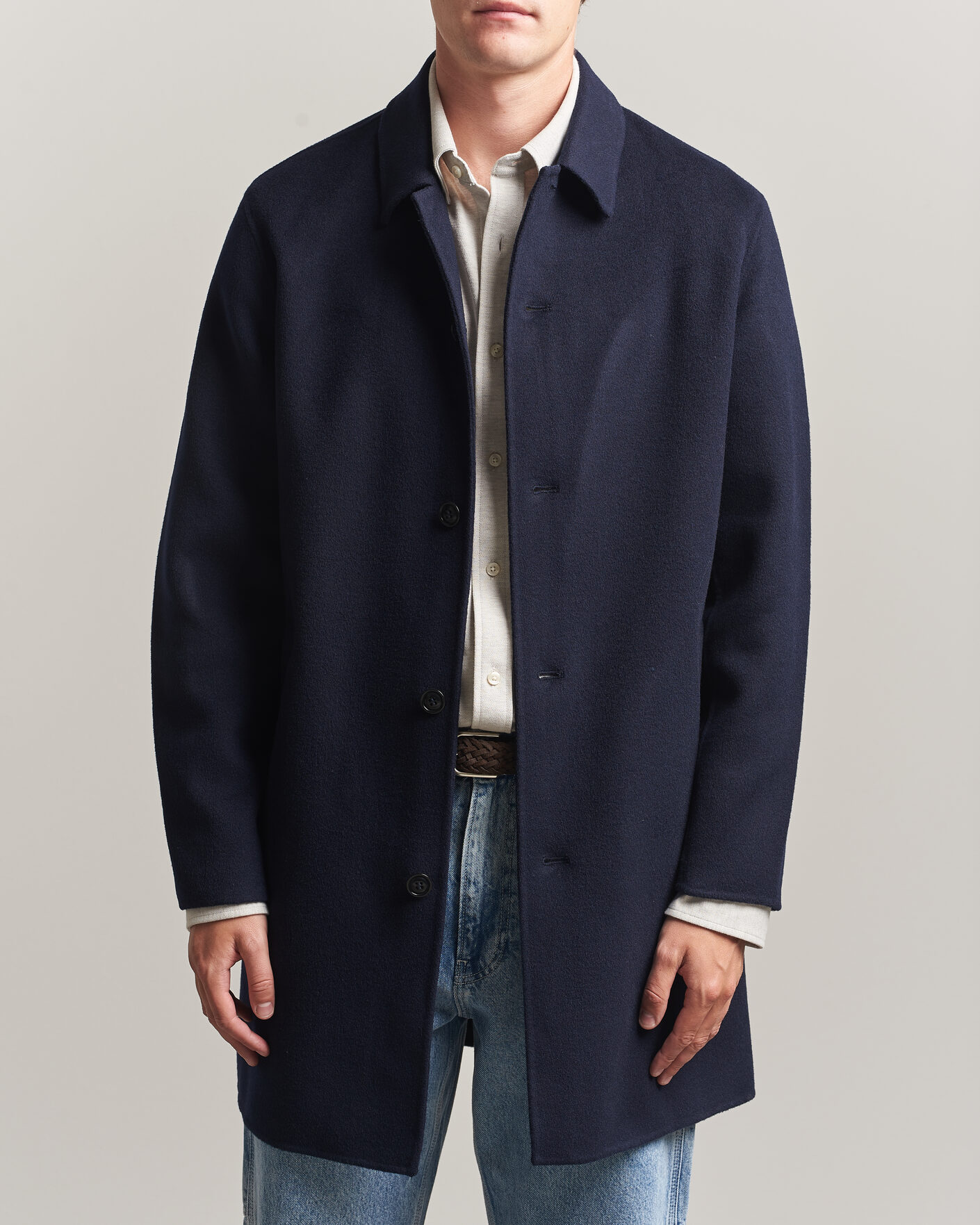 Heren | Jassen | Gant | Handstitched Wool/Cashmere Top Coat Evening Blue