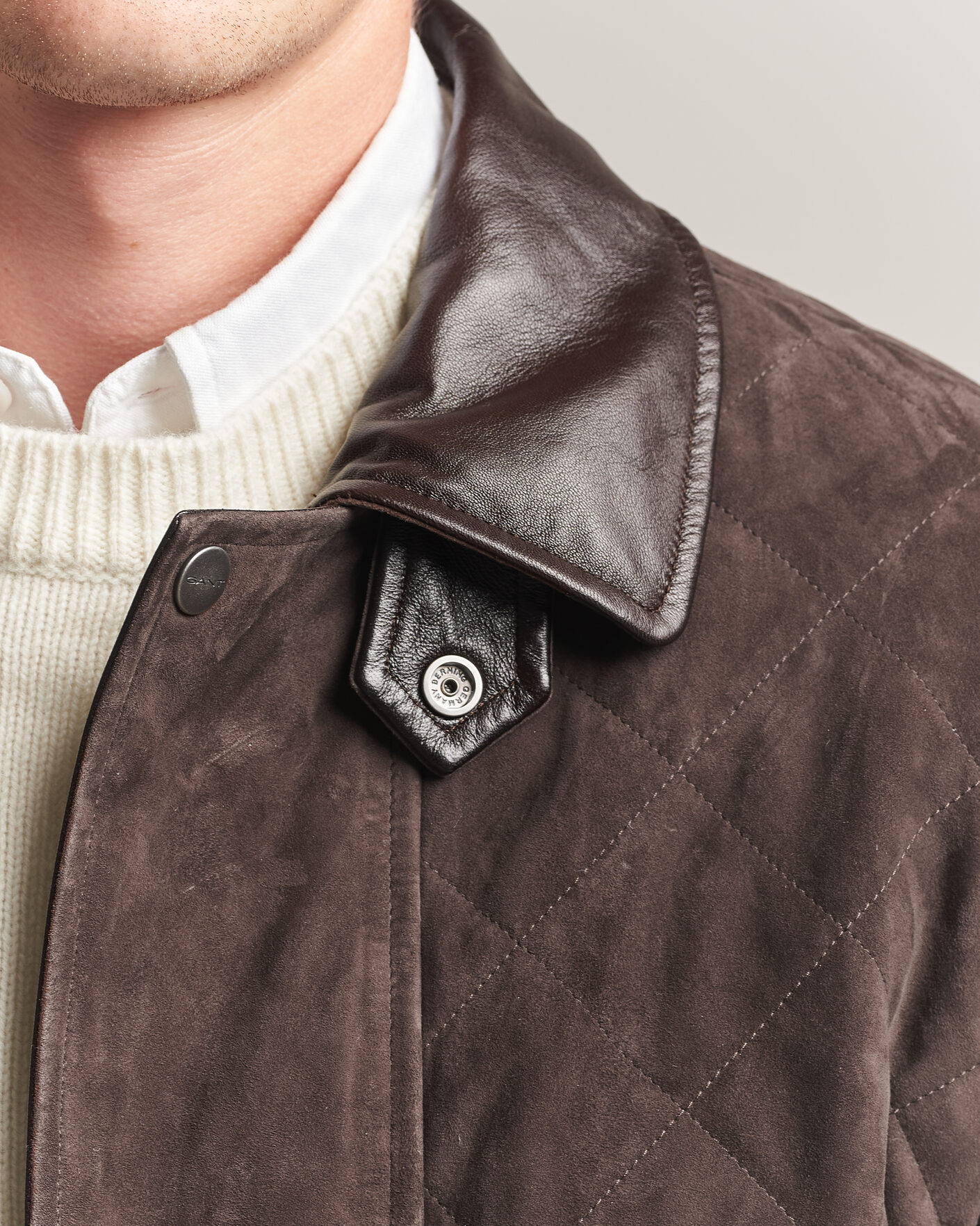 Homme | Manteaux Et Vestes | Gant | Quilted Suede Jacket Black Brown
