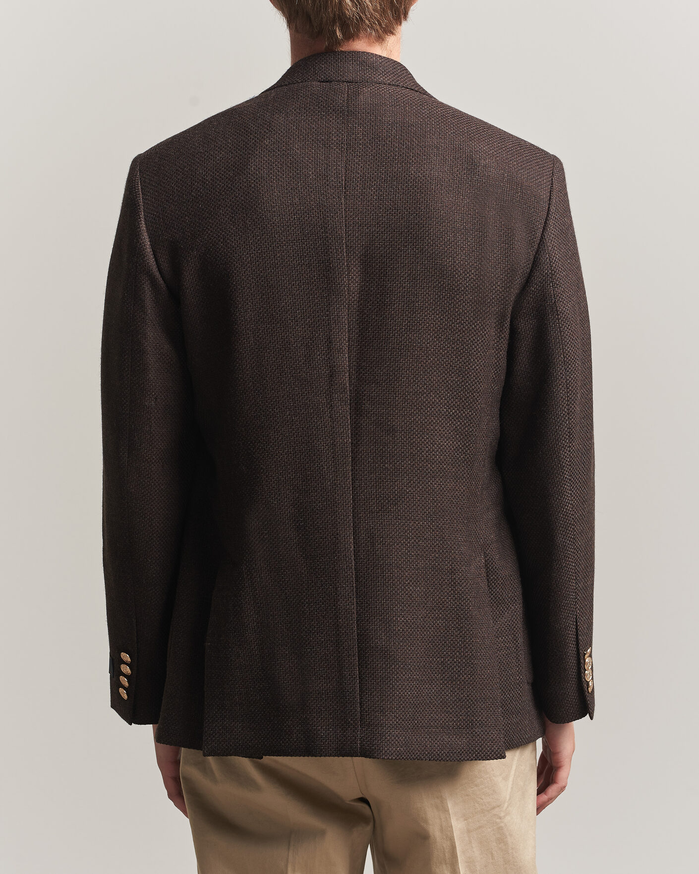 Heren | Blazers | Gant | Wool Textured Double Breasted Blazer Black Brown