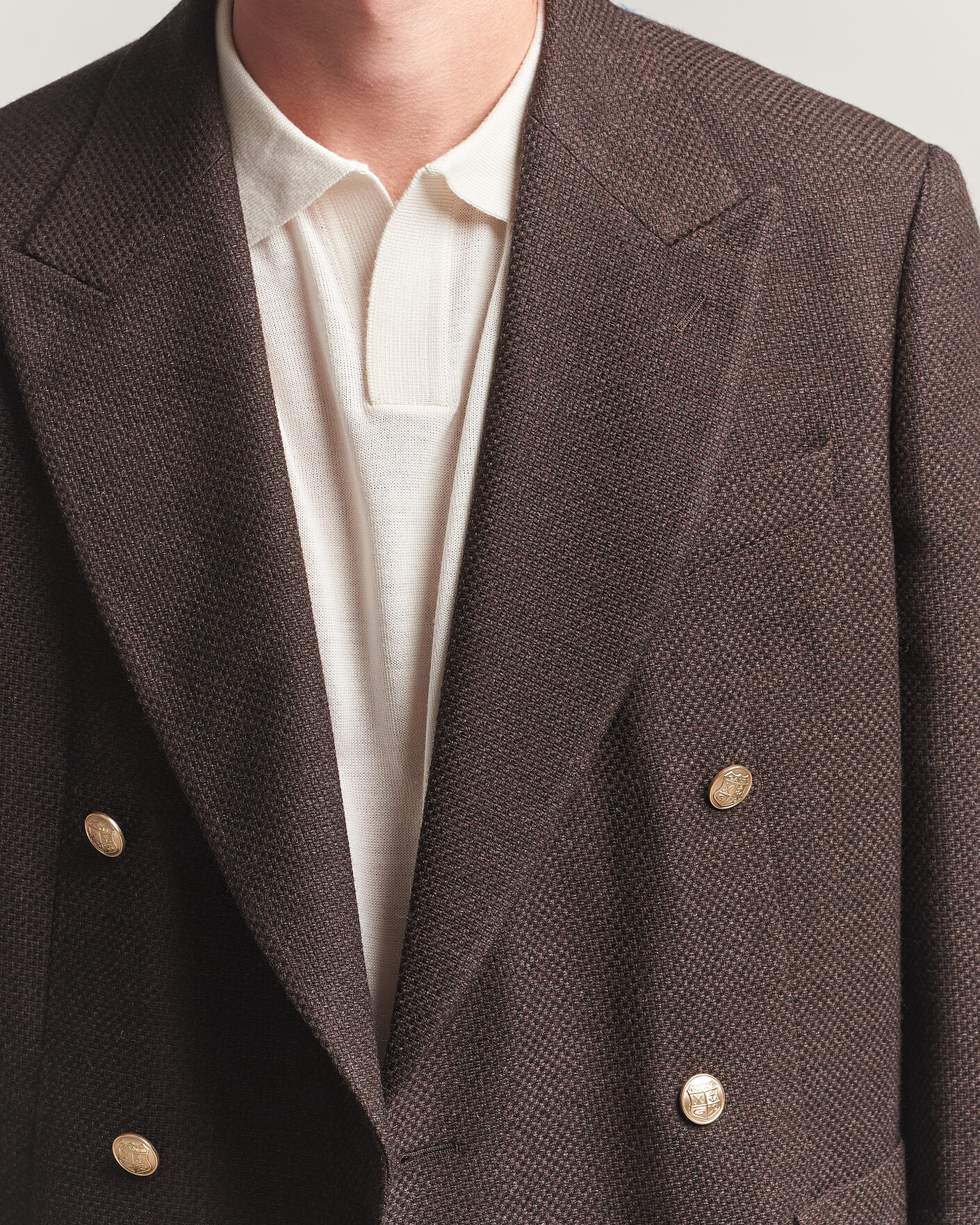 Heren | Blazers | Gant | Wool Textured Double Breasted Blazer Black Brown