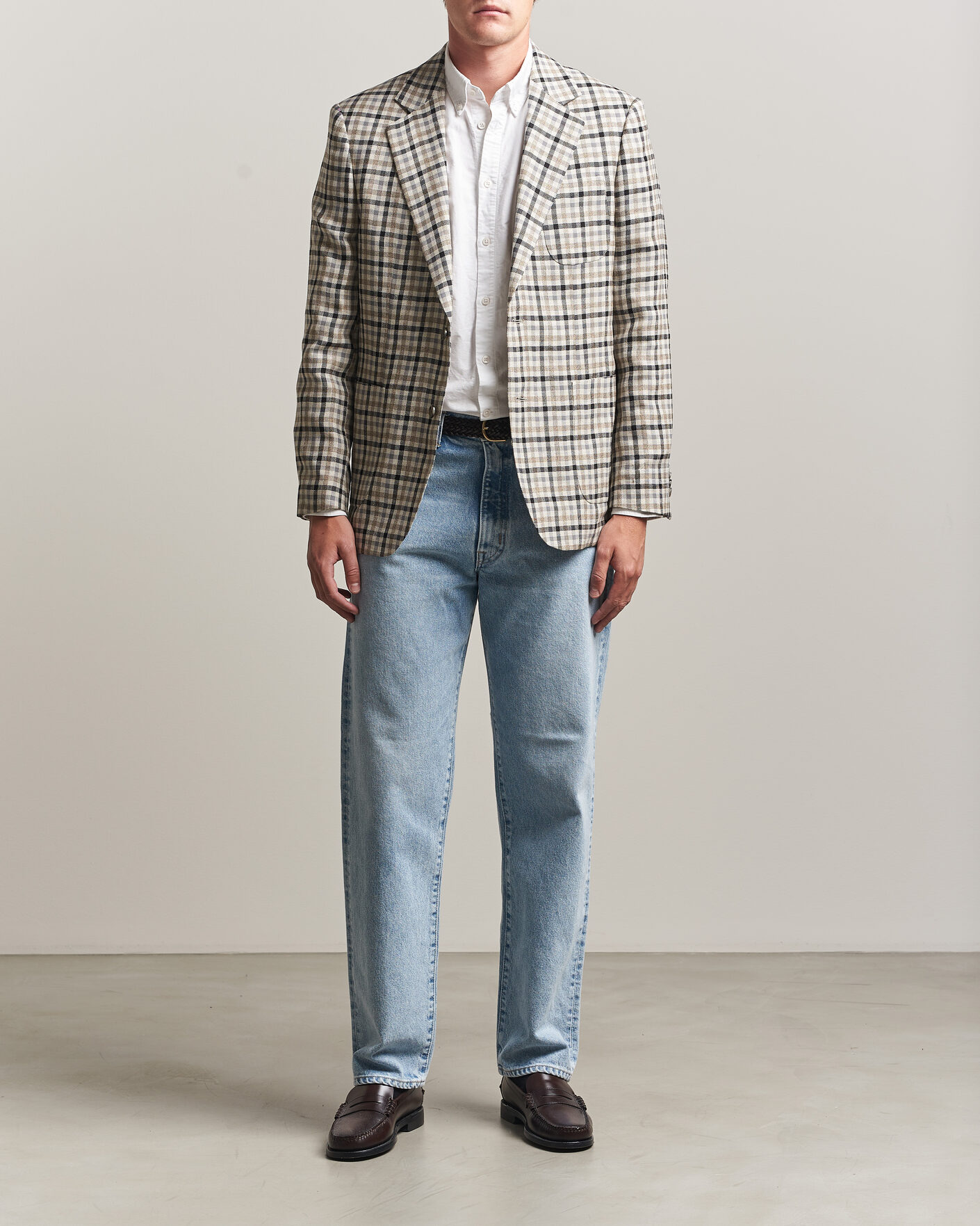 Homme | Blazers | Gant | Wool/Linen Checked Blazer Cream
