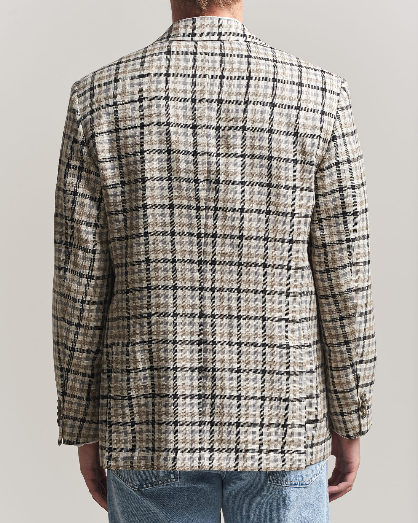 Homme | Blazers | Gant | Wool/Linen Checked Blazer Cream