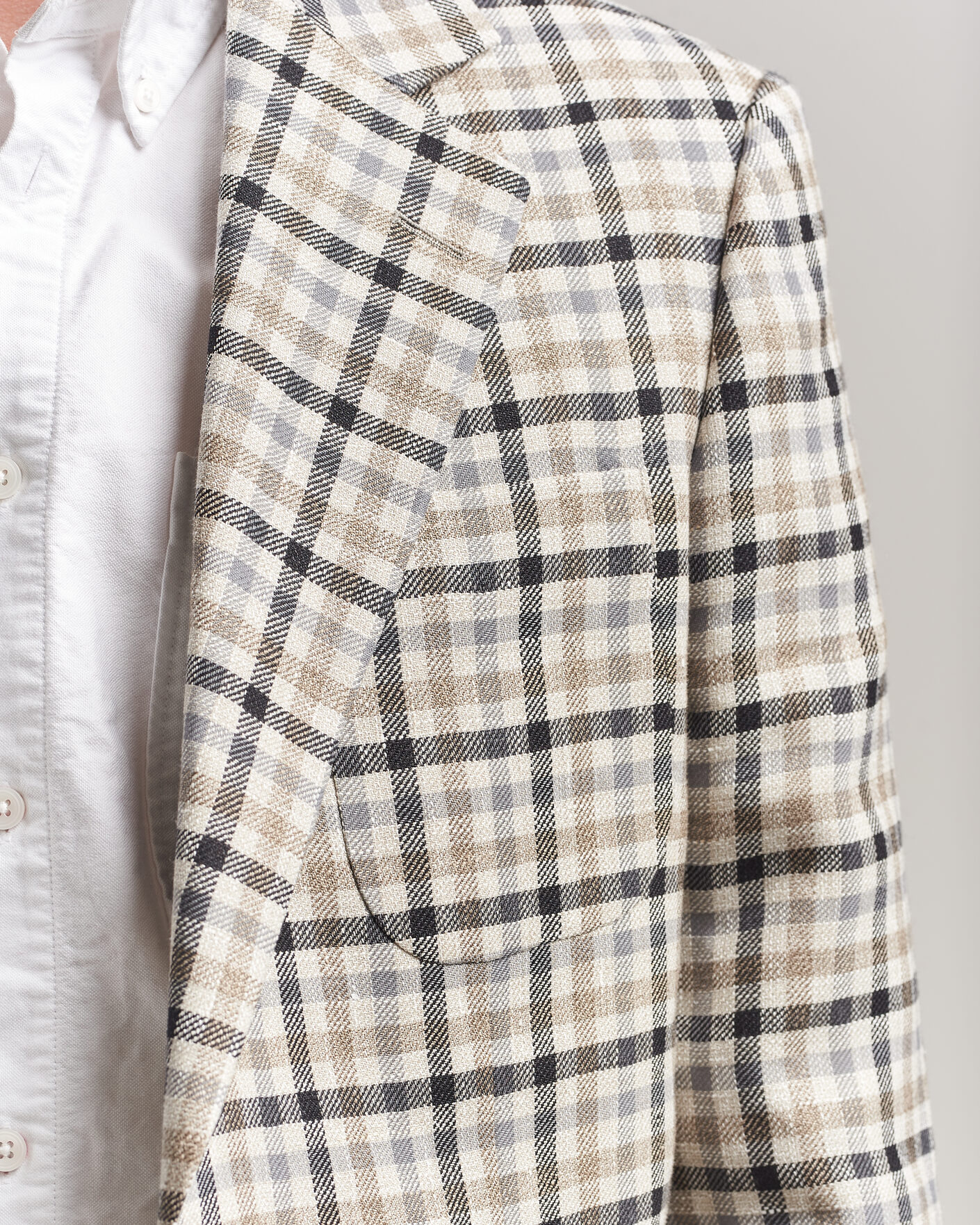 Homme | Blazers | Gant | Wool/Linen Checked Blazer Cream