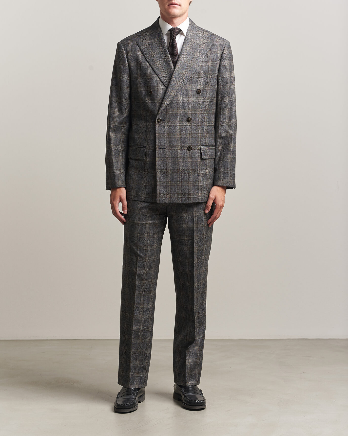 Heren | Blazers | Gant | Wool Glencheck Double Breasted Blazer Ceramic Grey