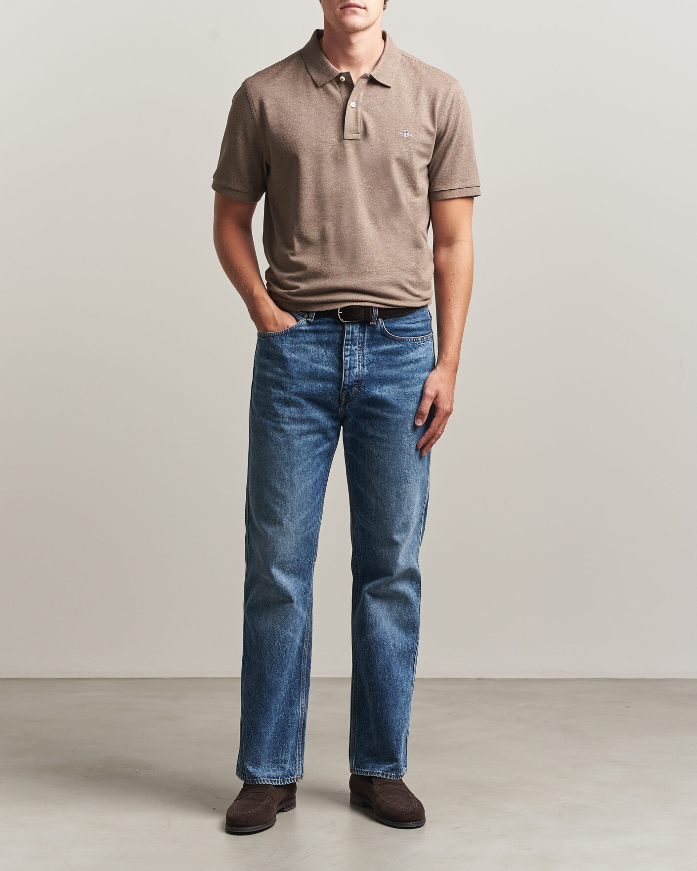 Heren | Polo's | Gant | The Original Polo Dark Hazelnut Melange