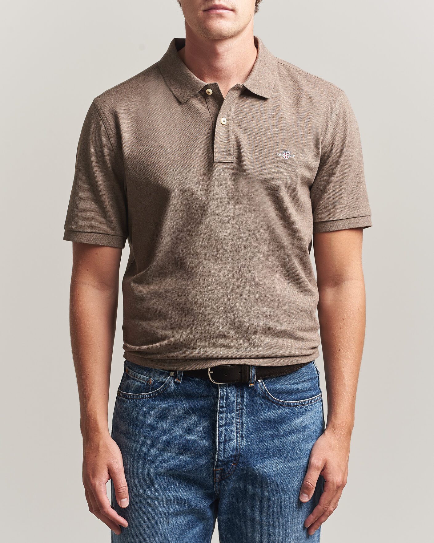 Heren | Polo's | Gant | The Original Polo Dark Hazelnut Melange