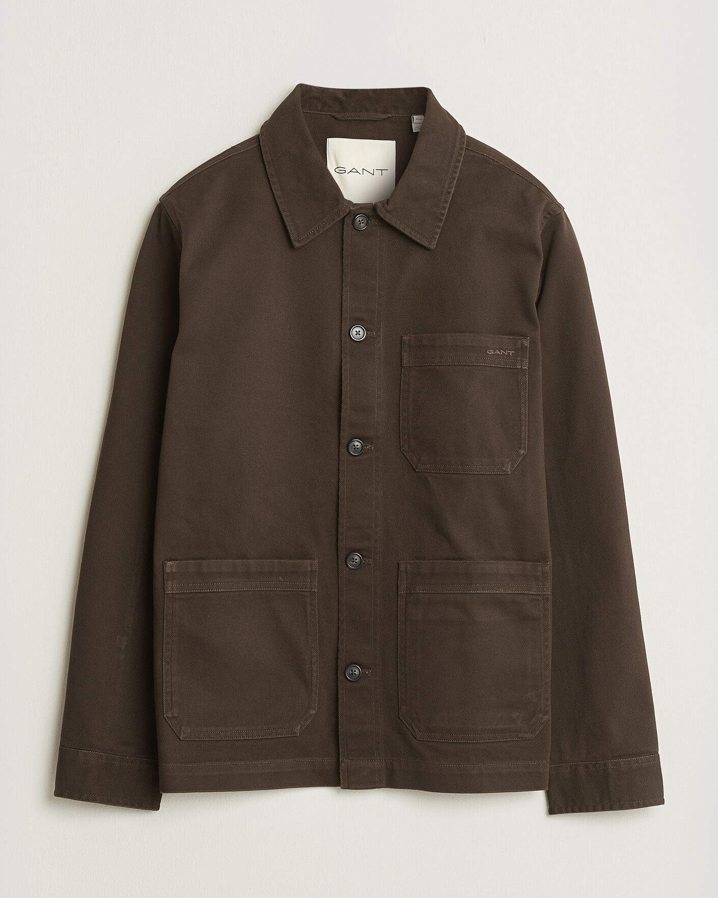 Homme | Chemises | Gant | Regular Fit Brushed Twill Overshirt Black Brown