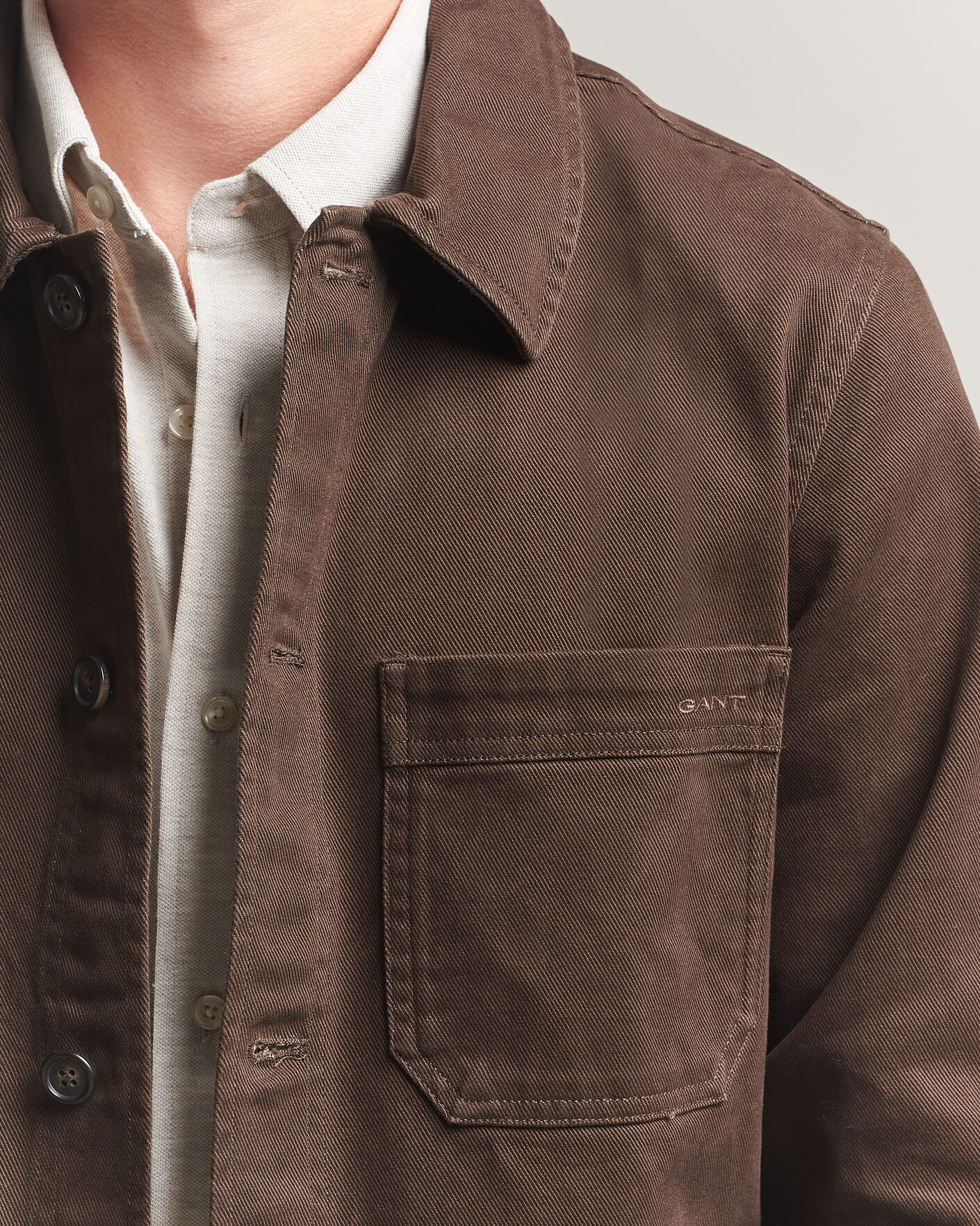 Homme | Chemises | Gant | Regular Fit Brushed Twill Overshirt Black Brown