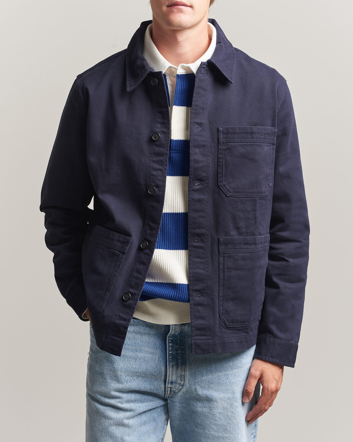 Heren | Overhemden | Gant | Regular Fit Brushed Twill Overshirt Evening Blue
