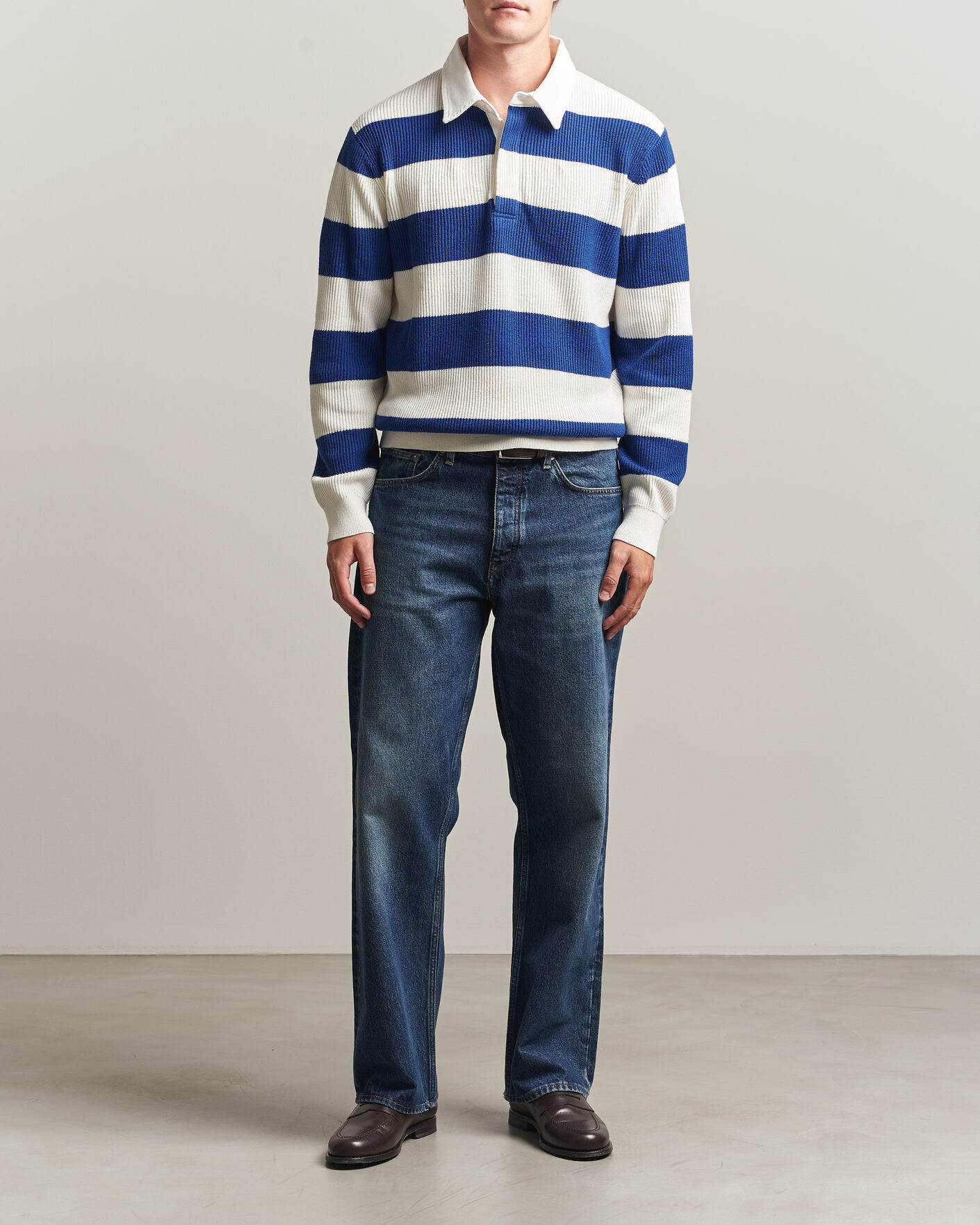Heren | Truien | Gant | Cotton/Merino Knitted Striped Rugger Cream