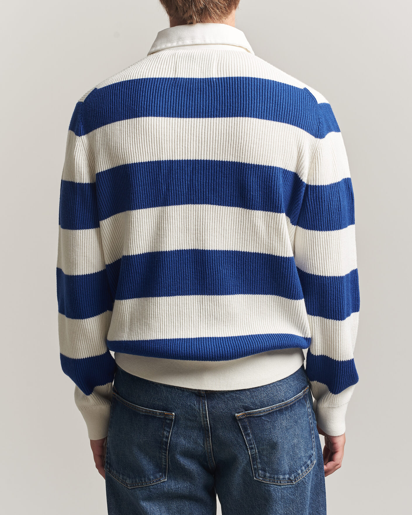 Heren | Truien | Gant | Cotton/Merino Knitted Striped Rugger Cream