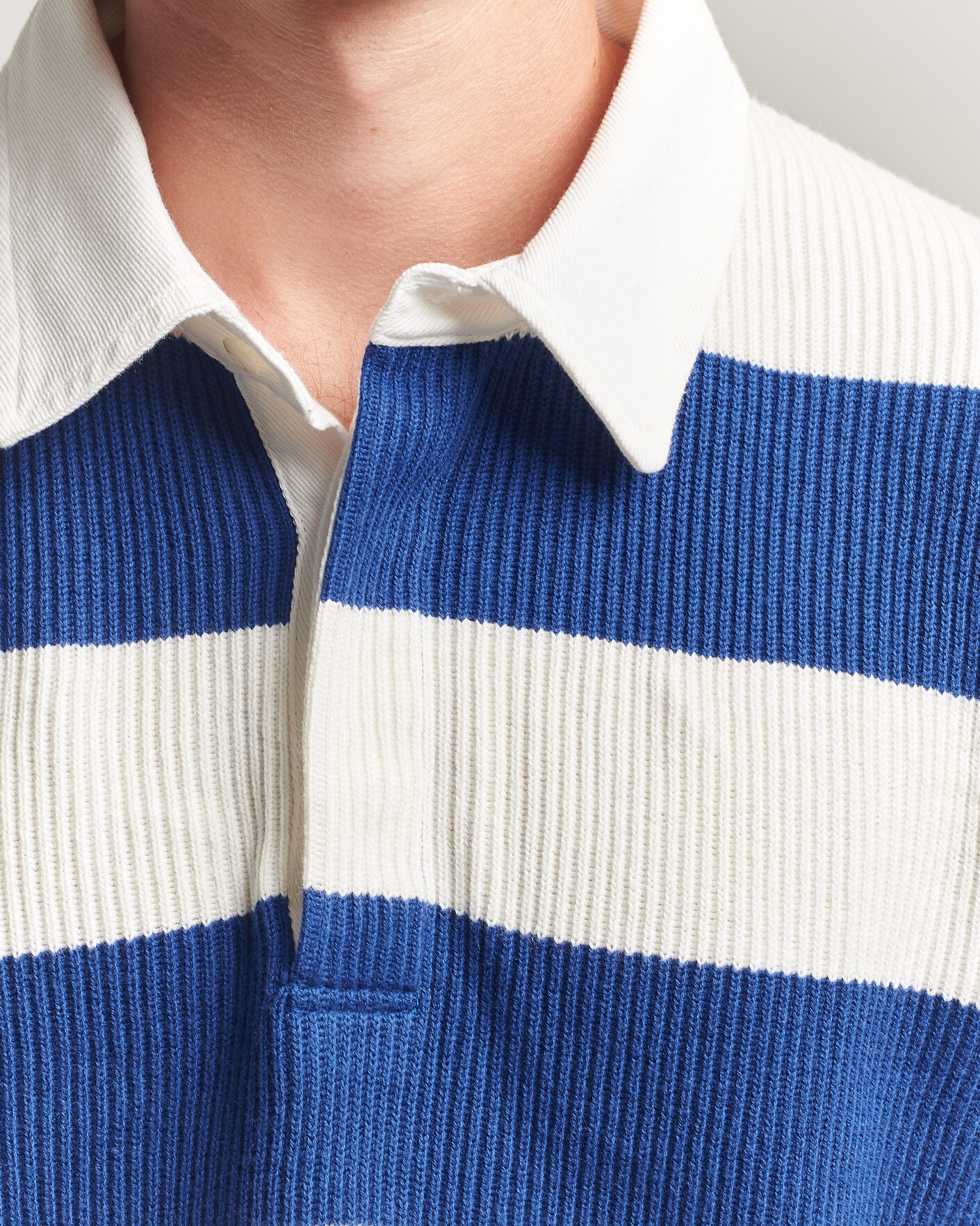 Heren | Truien | Gant | Cotton/Merino Knitted Striped Rugger Cream