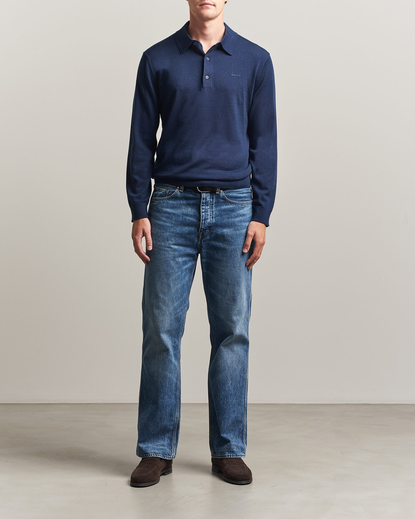 Heren | Truien | Gant | Extrafine Merino Knitted Polo Marine