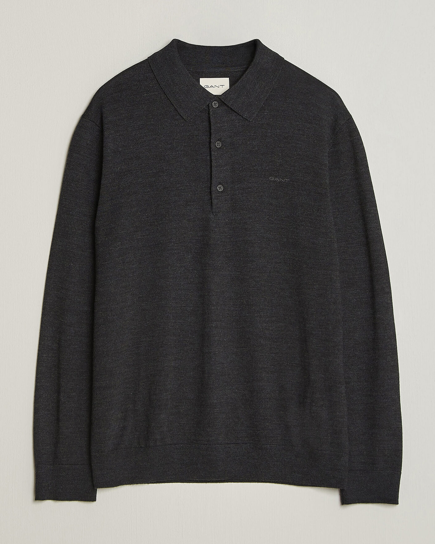 Heren | Truien | Gant | Extrafine Merino Knitted Polo Dark Charcoal Melange