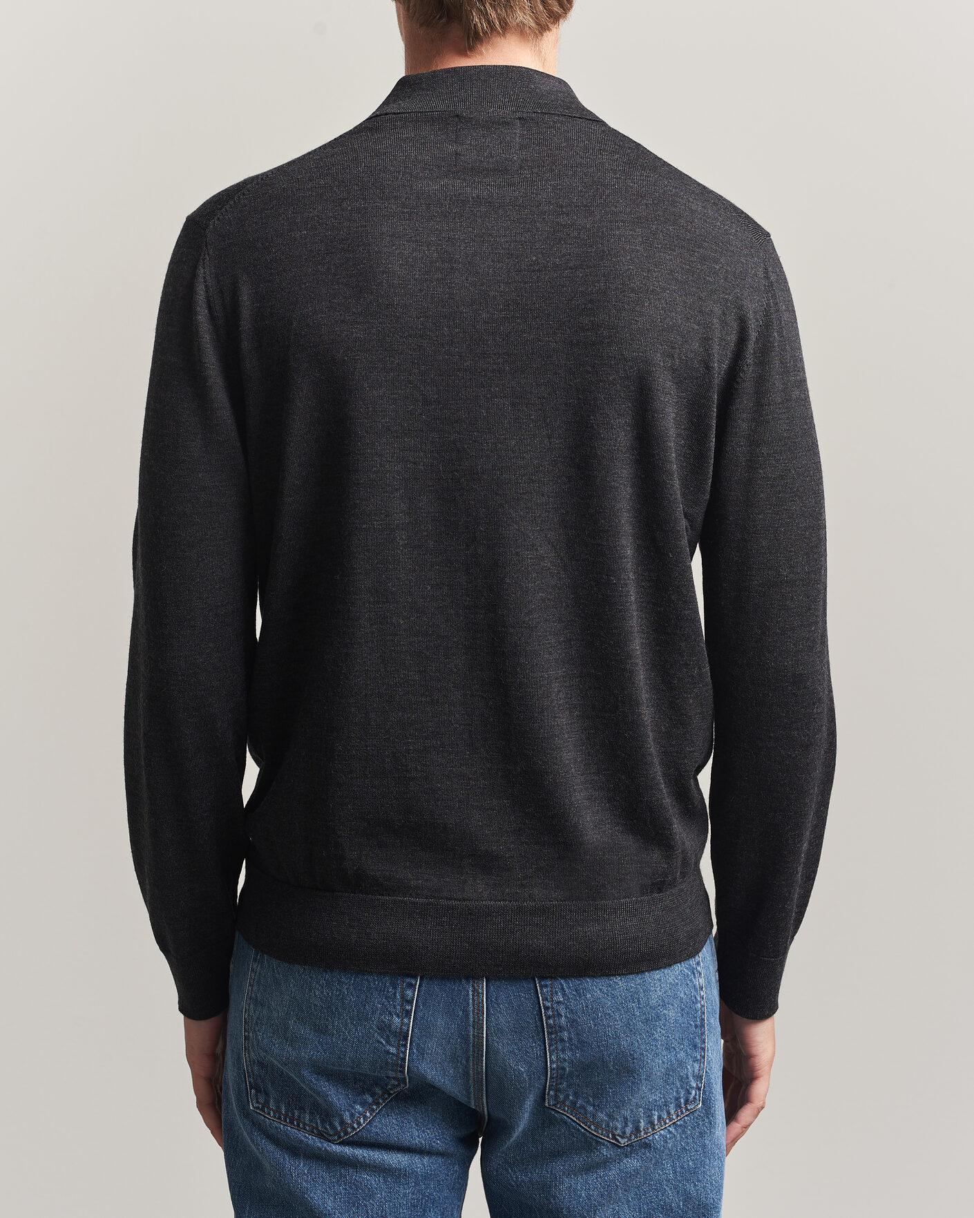 Heren | Truien | Gant | Extrafine Merino Knitted Polo Dark Charcoal Melange