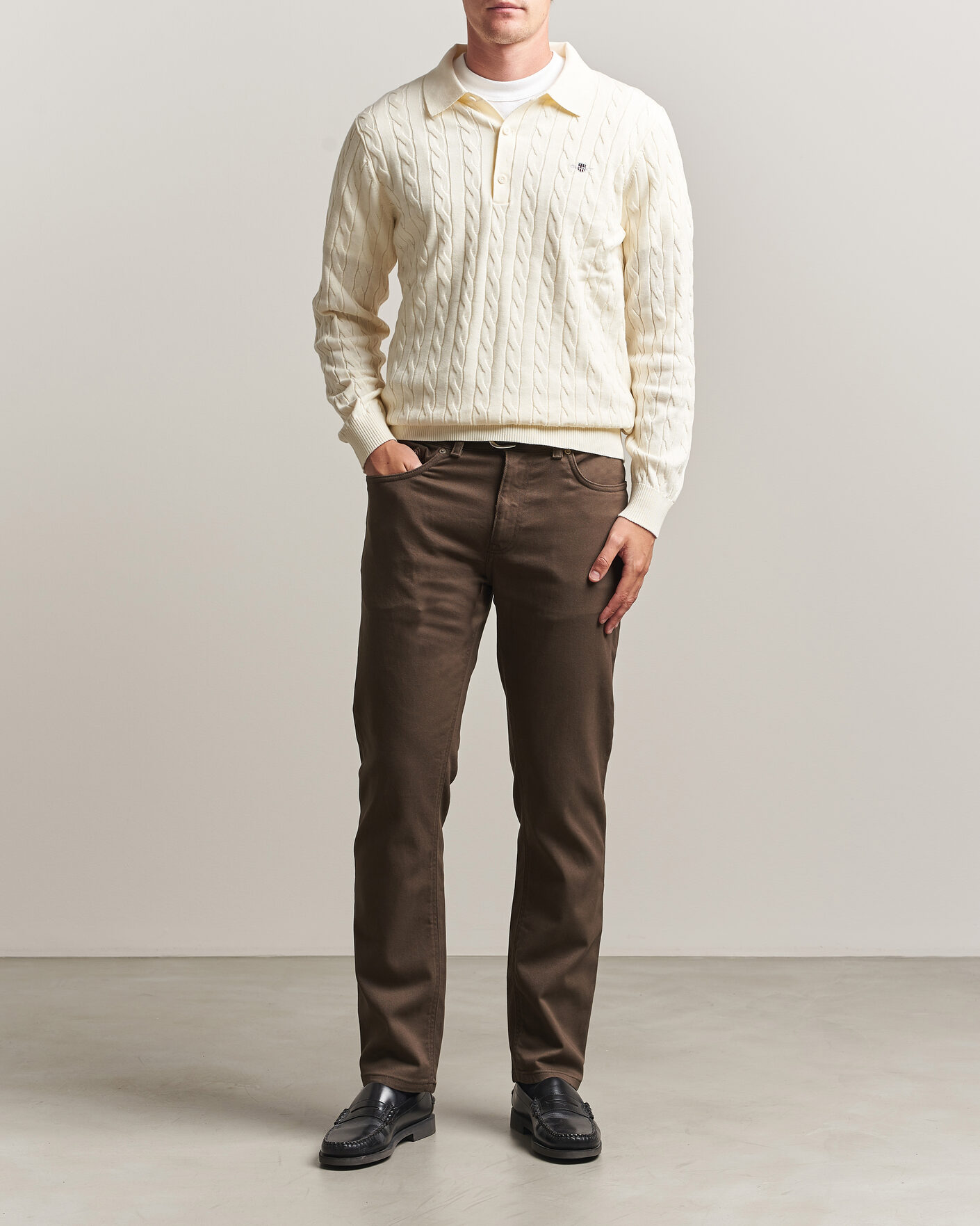 Homme | Pulls Et Tricots | Gant | Cotton Cable Polo Cream