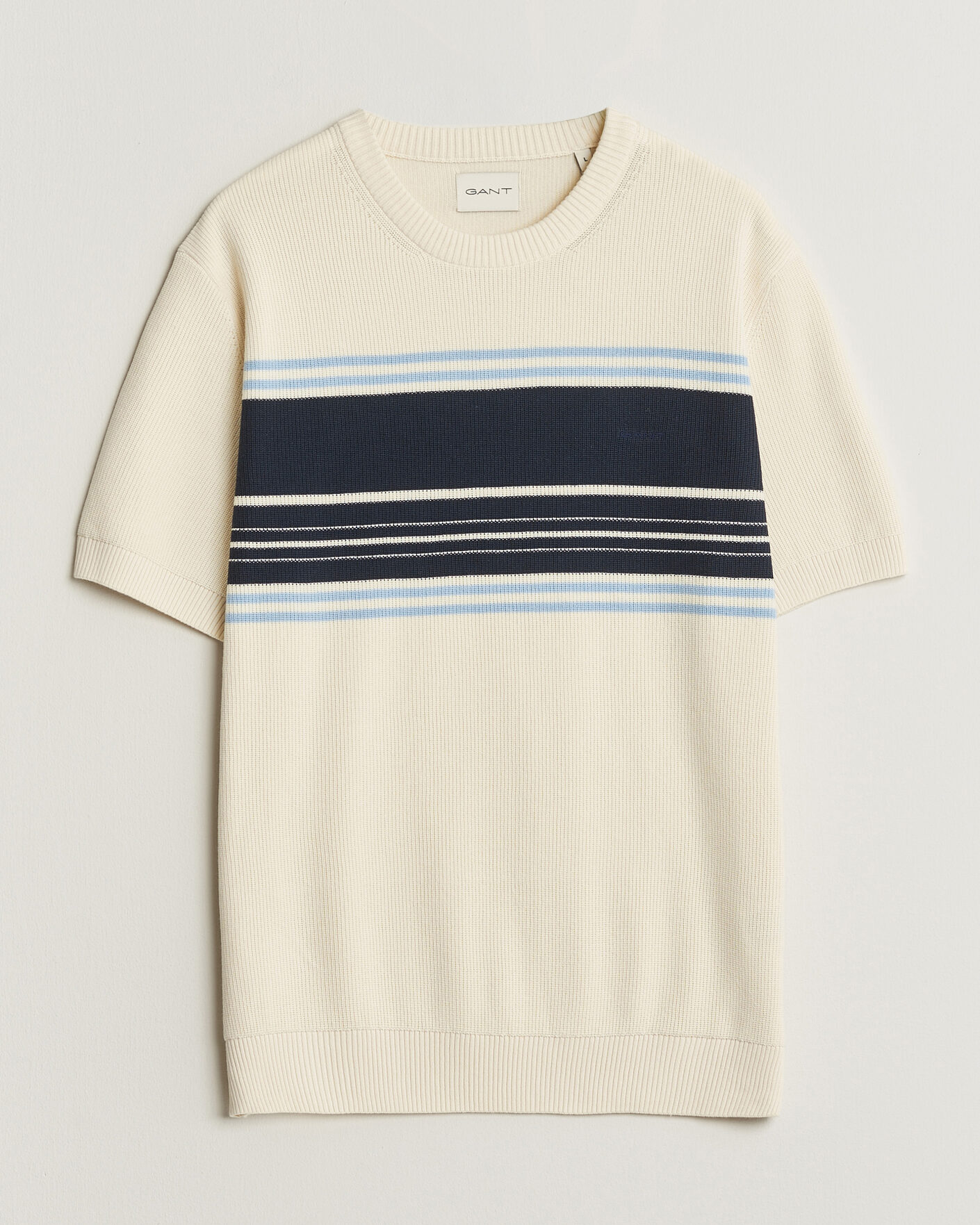 Homme | T-shirts | Gant | Knitted Striped T-shirt Cream