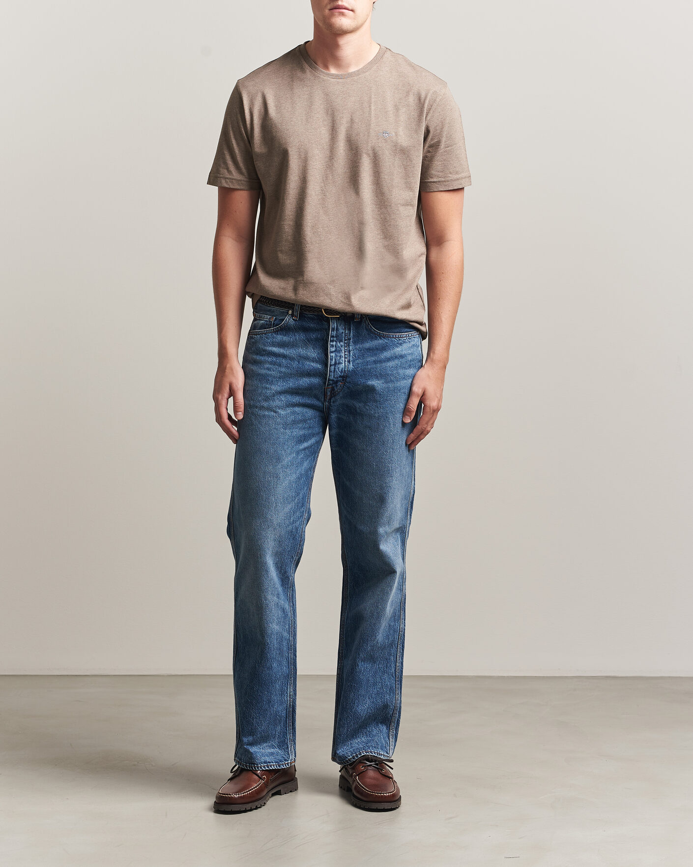 Heren | T-shirts | Gant | The Original T-Shirt Dark Hazelnut Melange