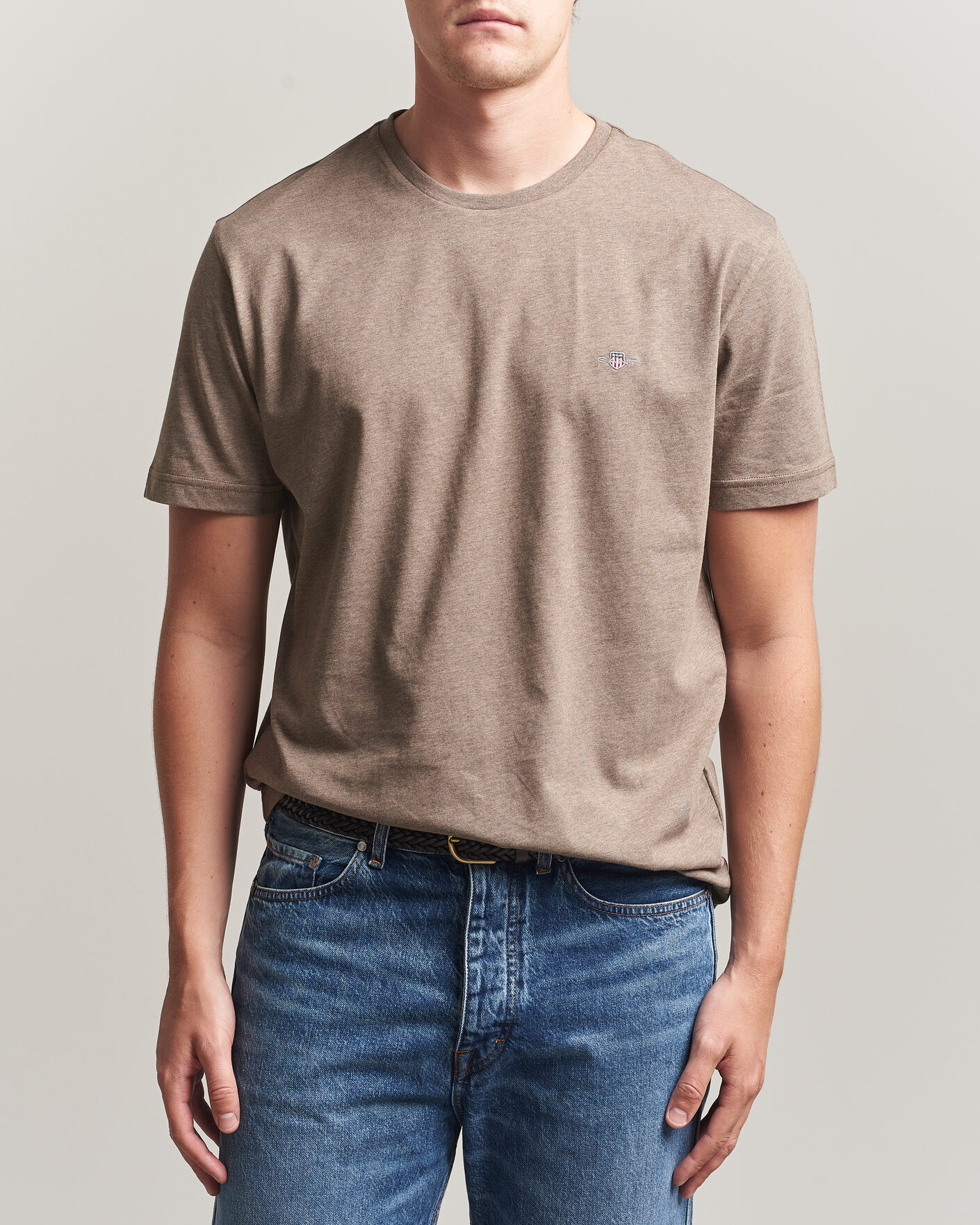 Heren | T-shirts | Gant | The Original T-Shirt Dark Hazelnut Melange