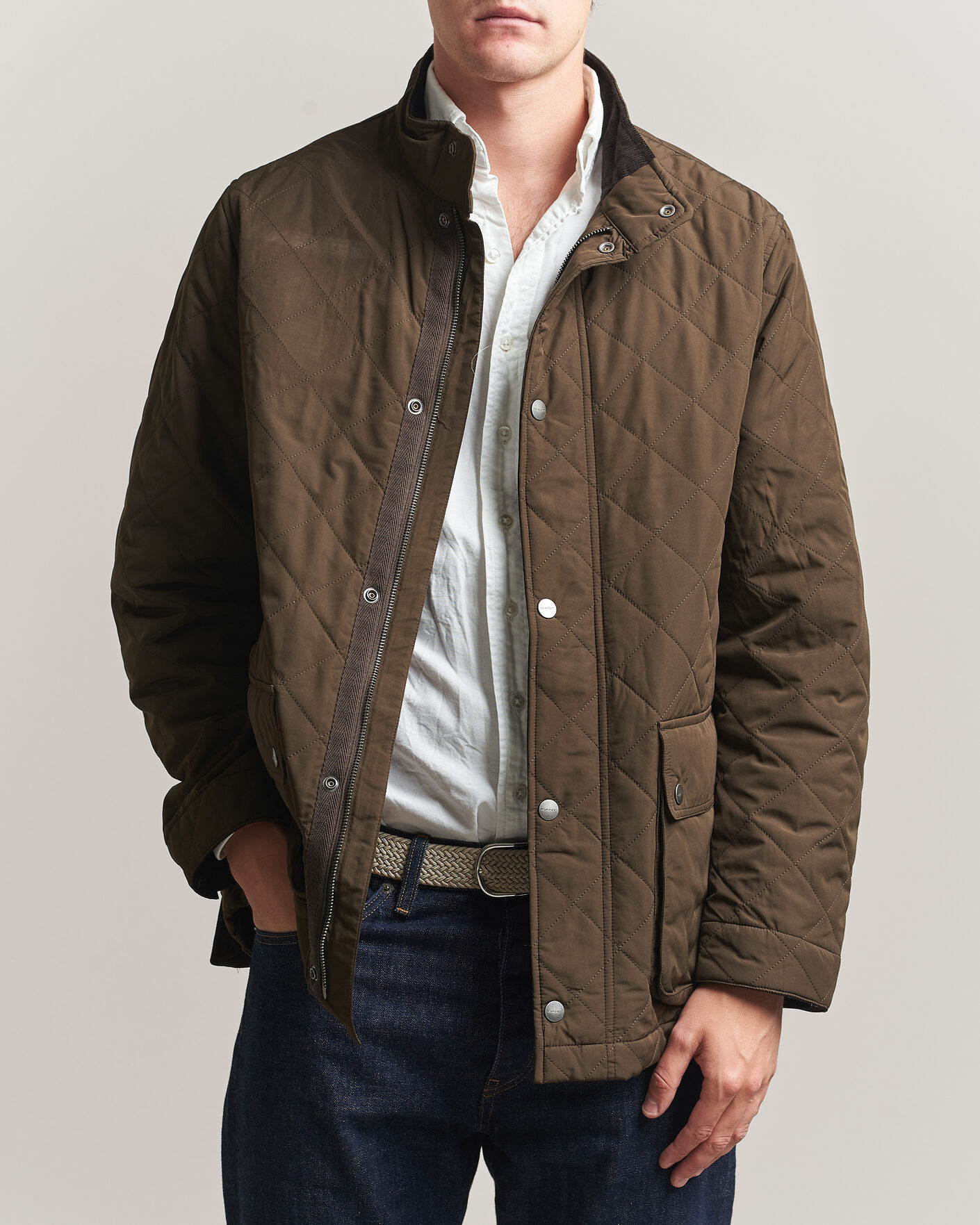 Heren | Jassen | Gant | Classic Quilted Mid Jacket Black Brown