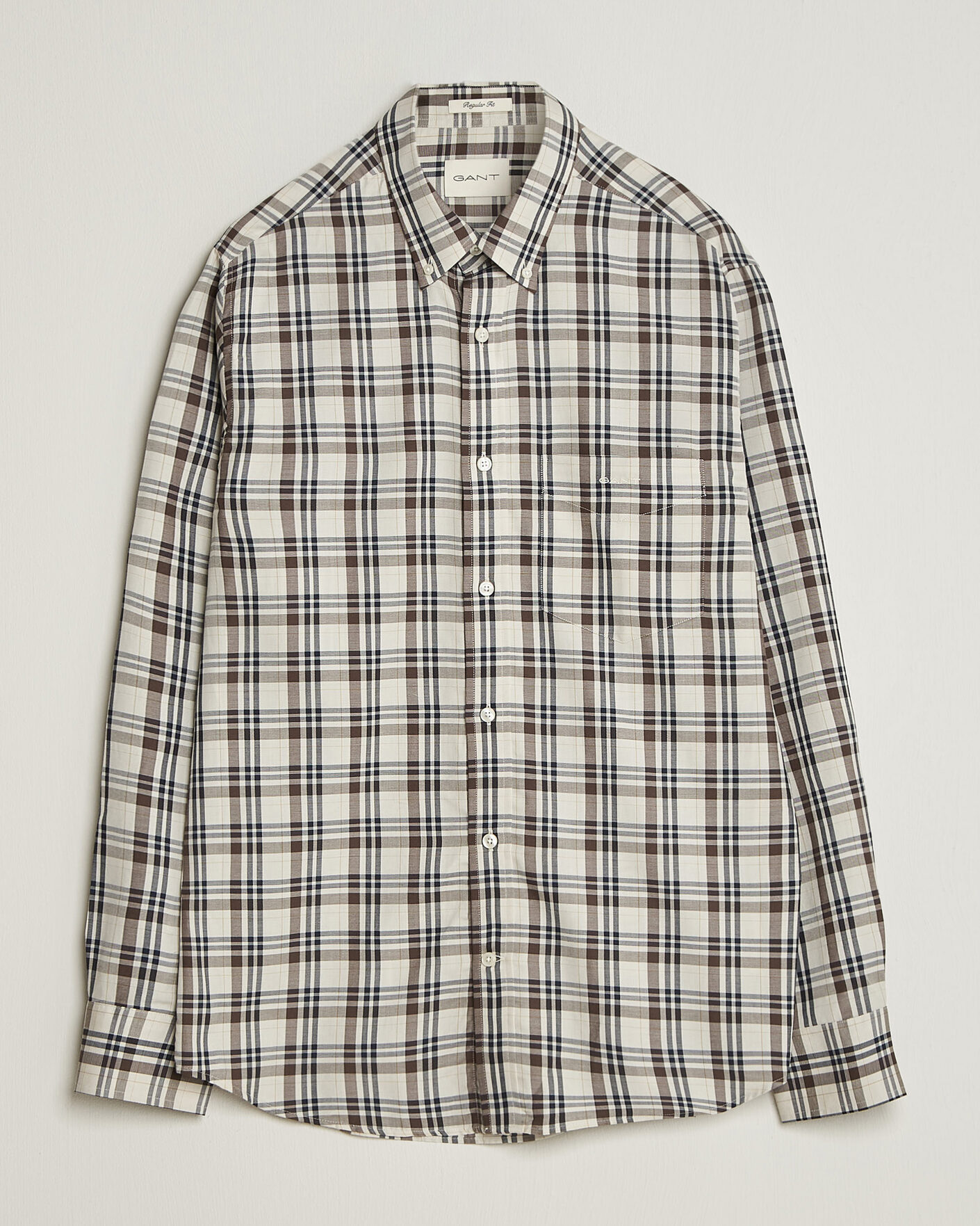 Heren | Overhemden | Gant | Regular Fit Twill Checked Shirt Sand