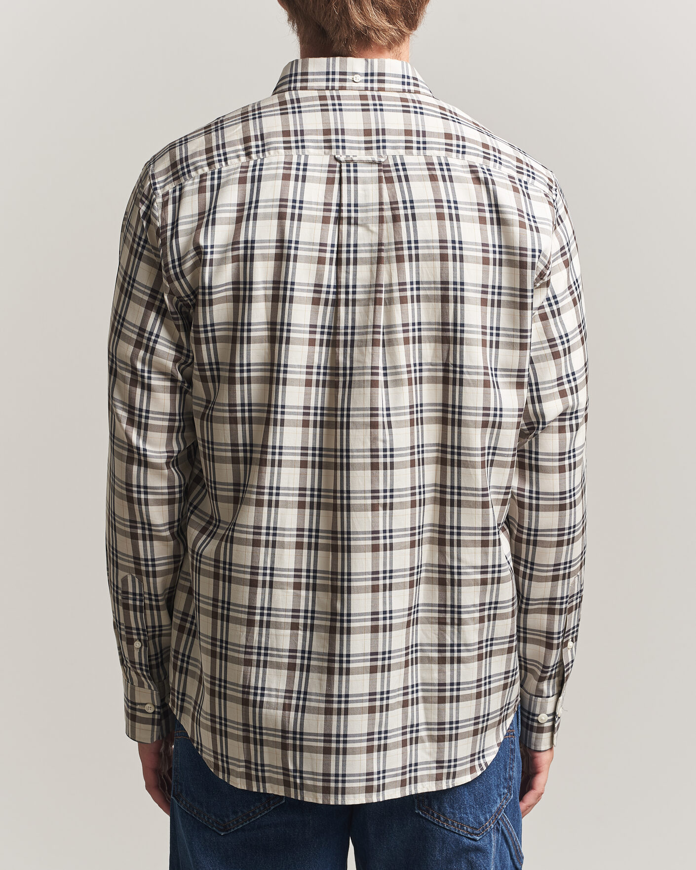 Heren | Overhemden | Gant | Regular Fit Twill Checked Shirt Sand