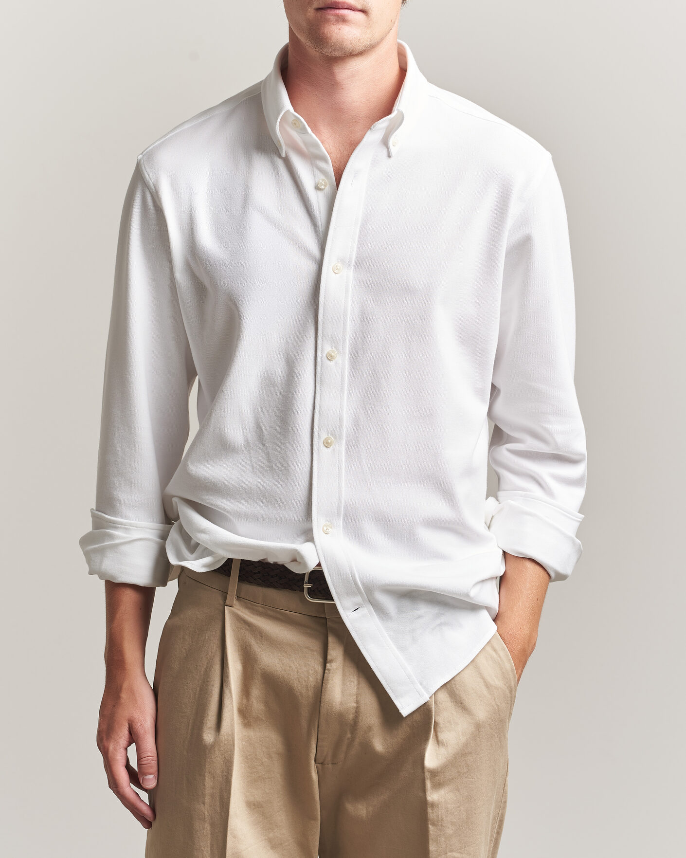 Heren | Overhemden | Gant | Regular Fit Jersey Pique Shirt White