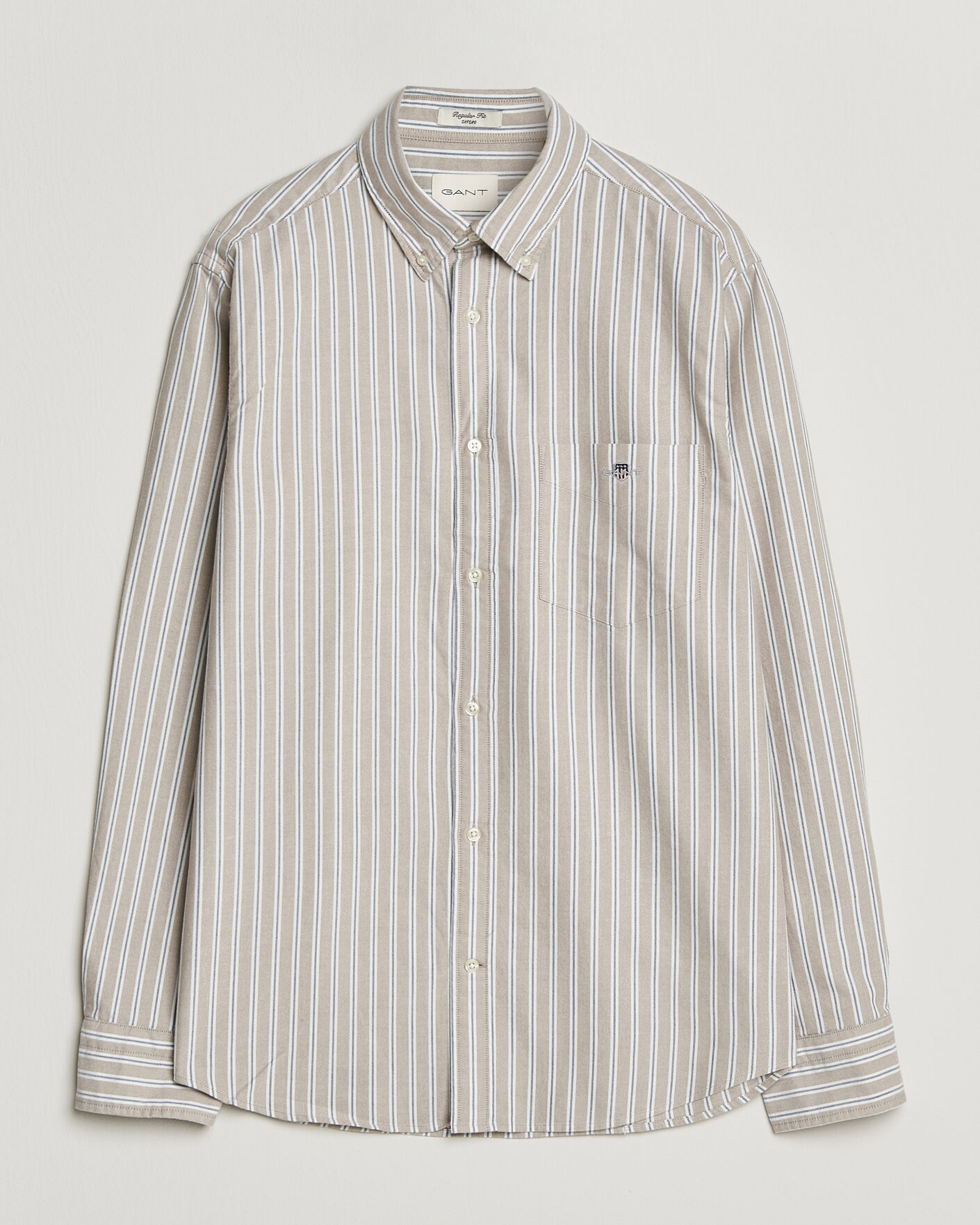 Homme | Chemises | Gant | Regular Fit Classic Striped Oxford Shirt Light Taupe