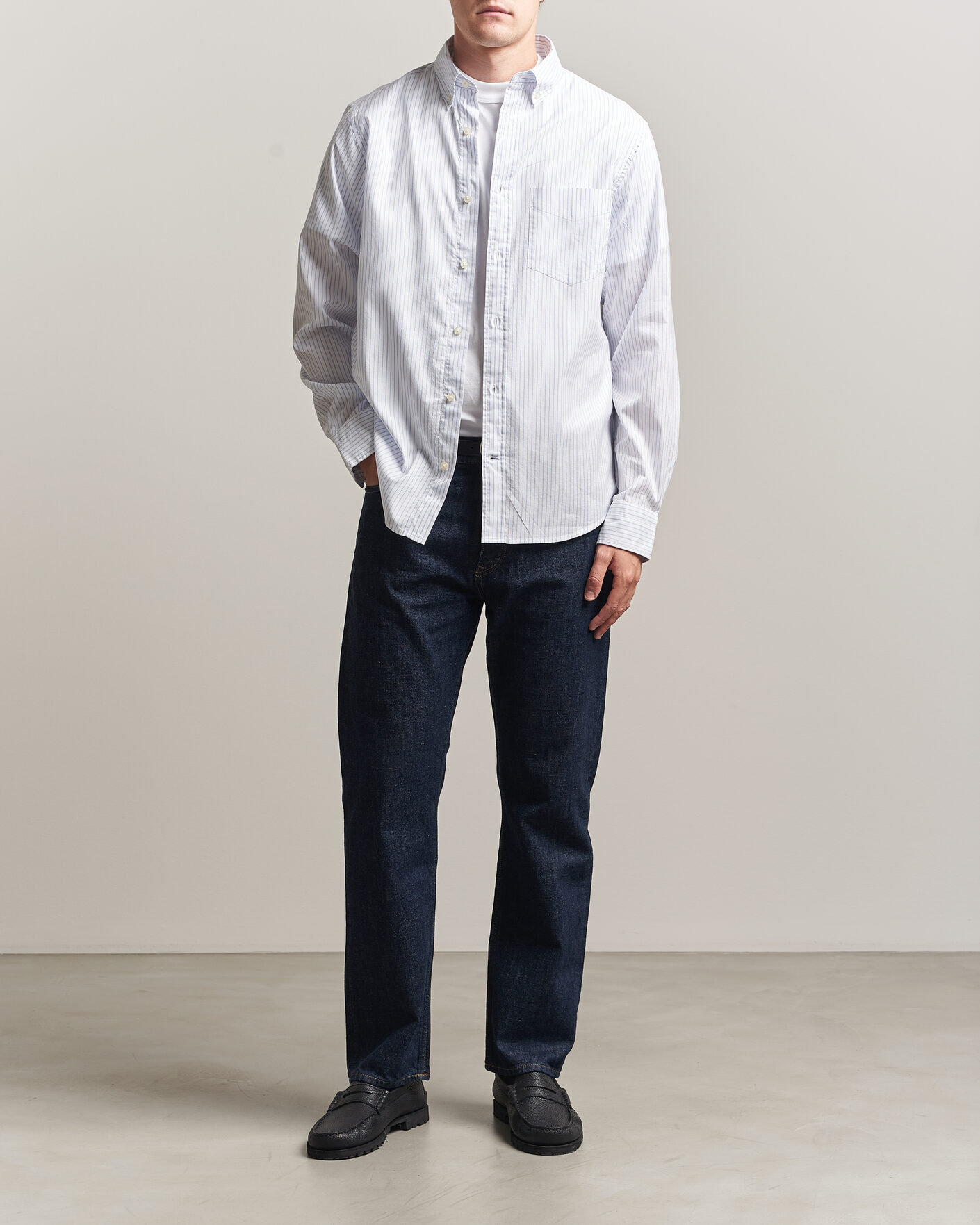Homme | Chemises | Gant | YALE Regular Fit Striped Oxford Shirt Light Blue