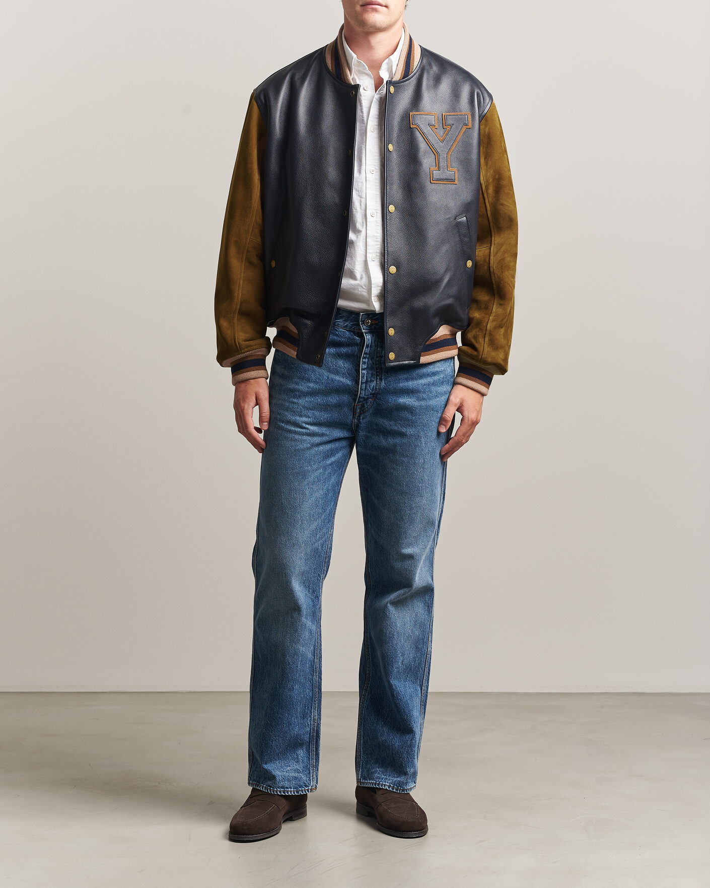 Heren | Jassen | Gant | YALE Suede/Leather Varsity Jacket Navy