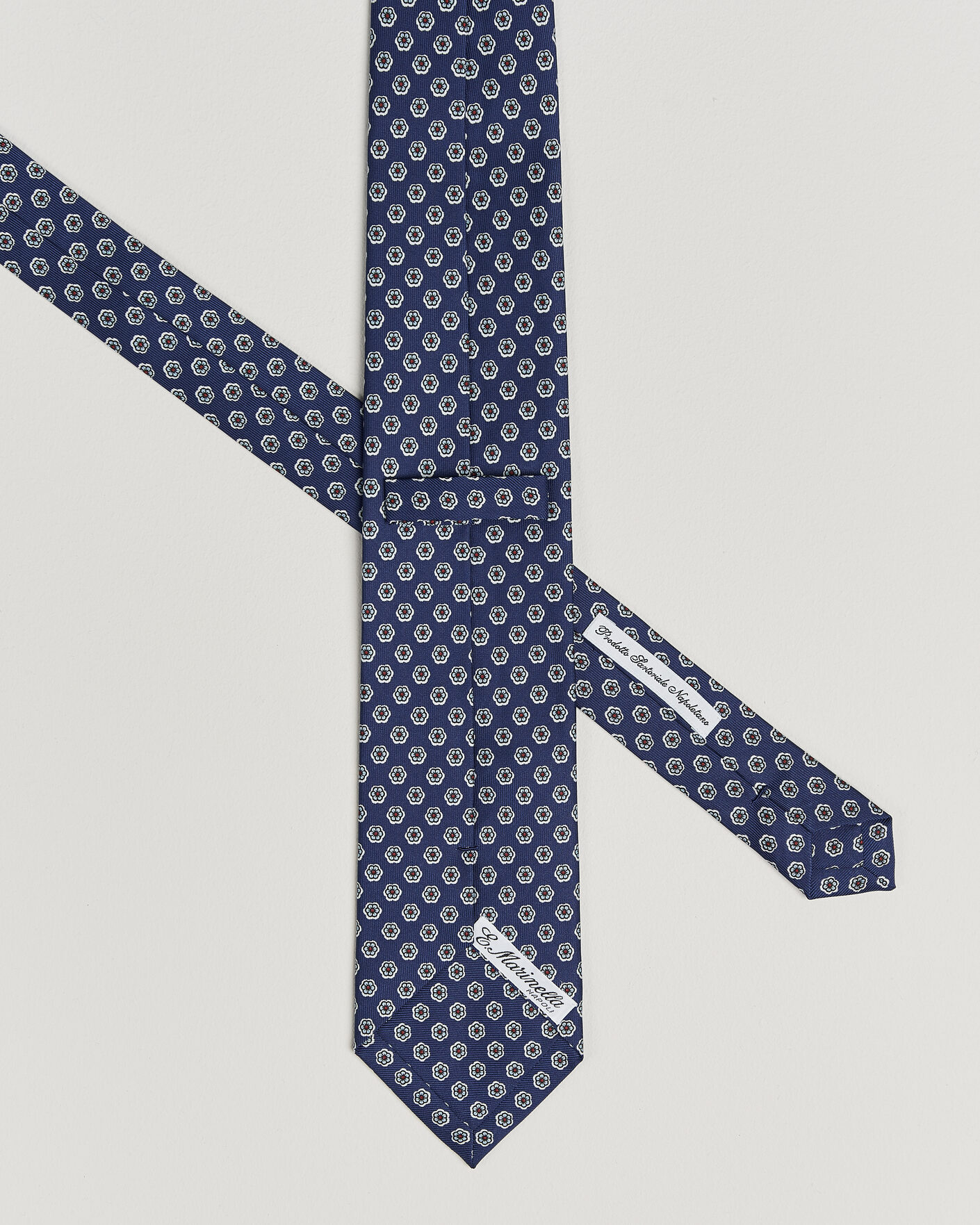 Homme | Cravates | E. Marinella | 3-Fold Printed Silk Tie Dark Blue