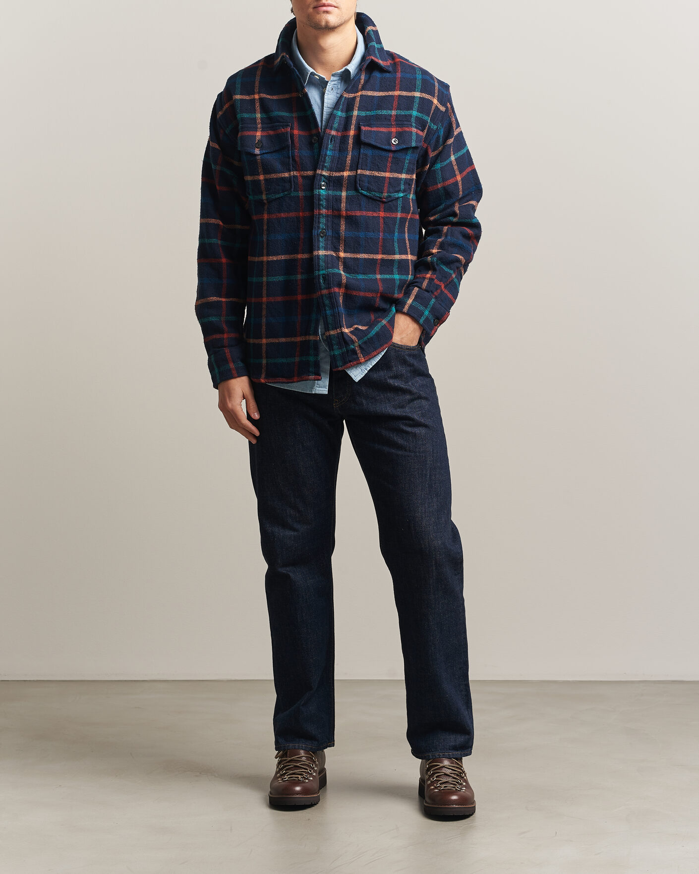 Homme | Chemises | Pendleton | Big Pocket Shirt Dark Blue Check