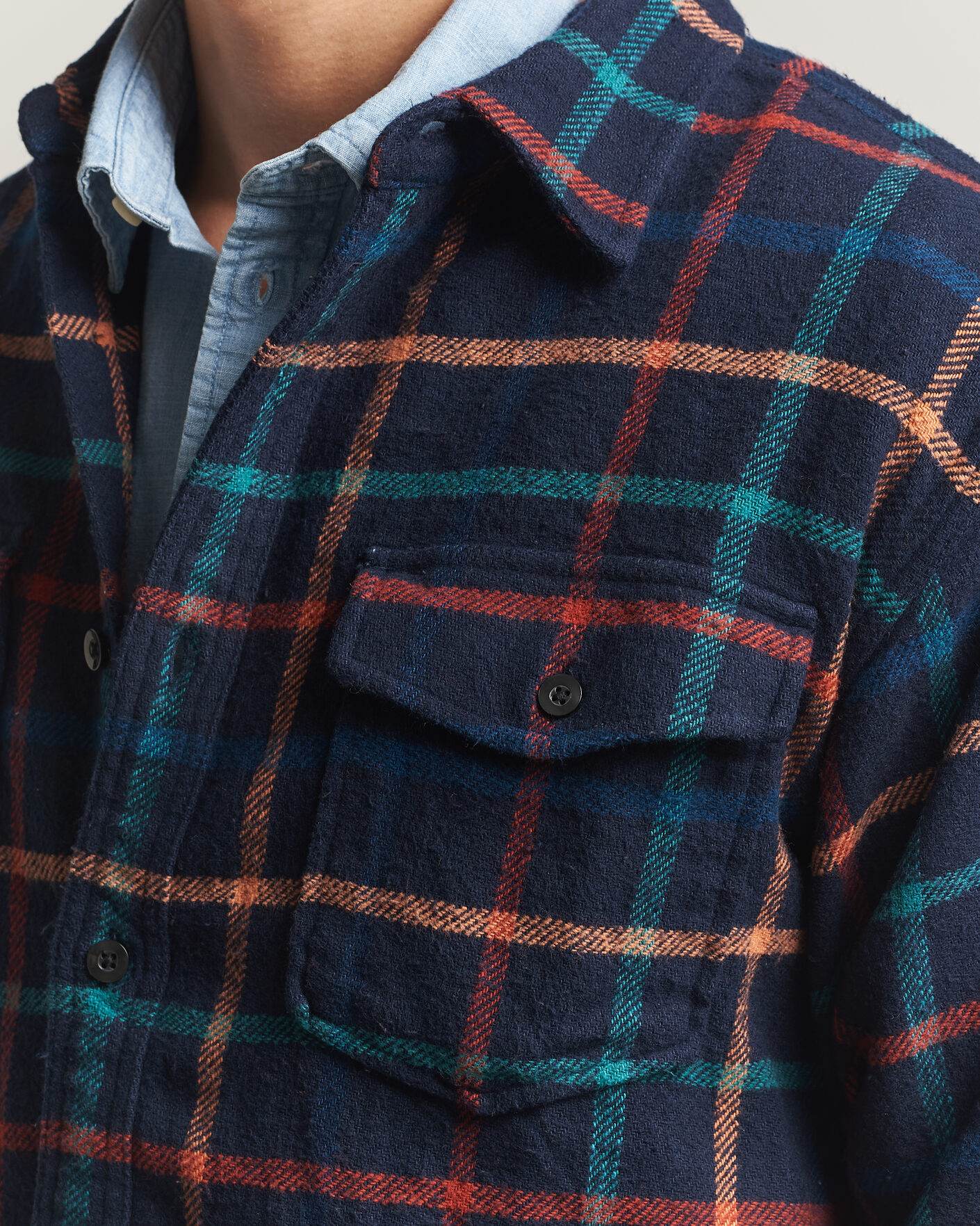 Homme | Chemises | Pendleton | Big Pocket Shirt Dark Blue Check