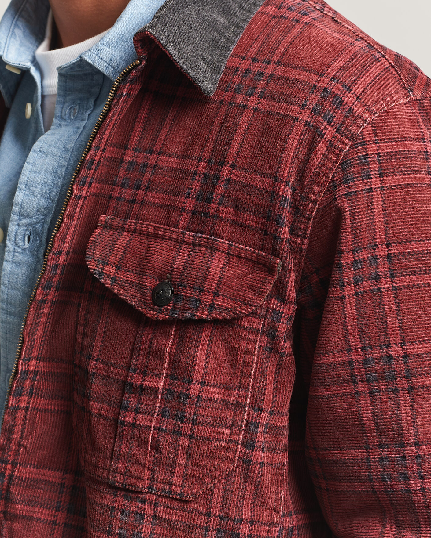 Homme | Manteaux Et Vestes | RRL | Corduroy Zip Shirt Jacket Red/Black