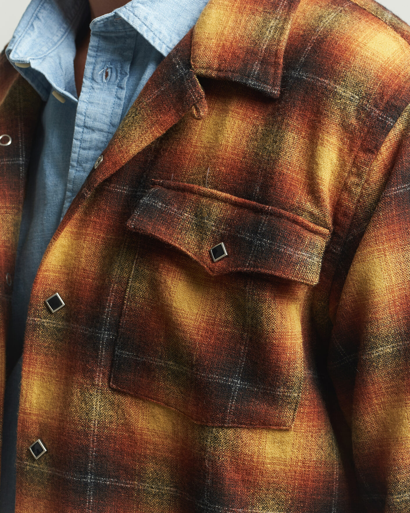 Homme | Chemises | RRL | Jesse Plaid Camp Shirt Orange/Yellow