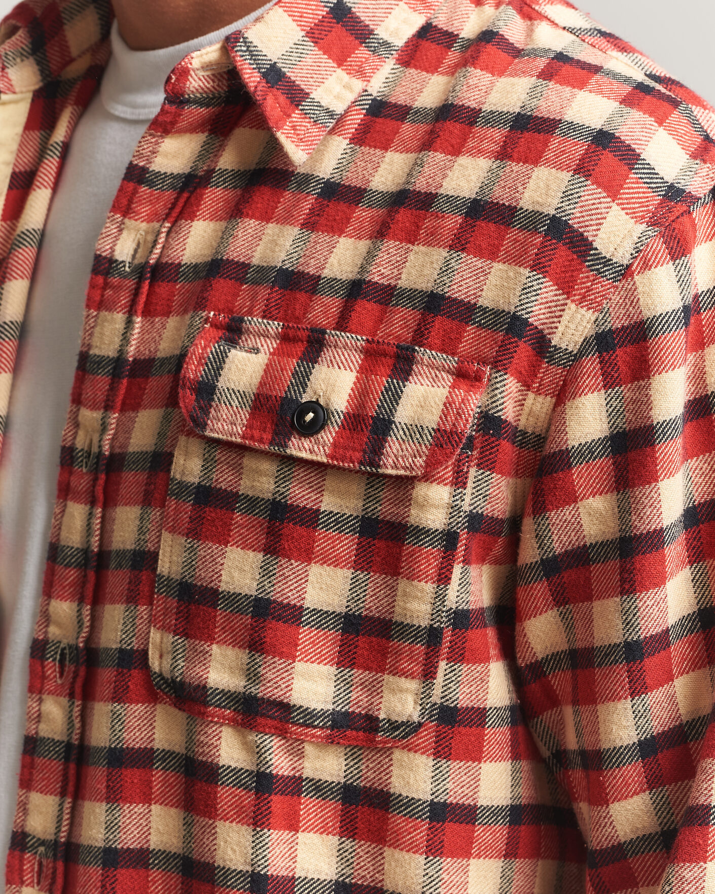 Homme | Chemises | RRL | Plaid Flannel Shirt Red/Cream