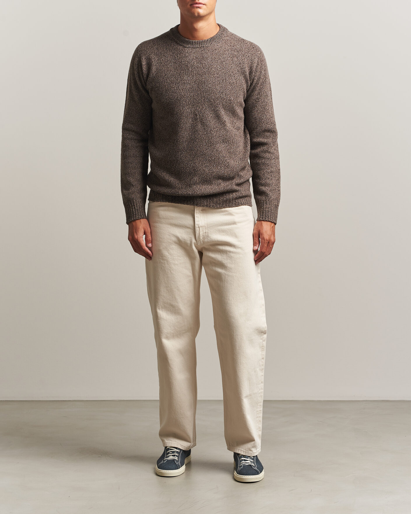Heren | Truien | Altea | Wool/Cashmere Crew Neck Pullover Brown Melange