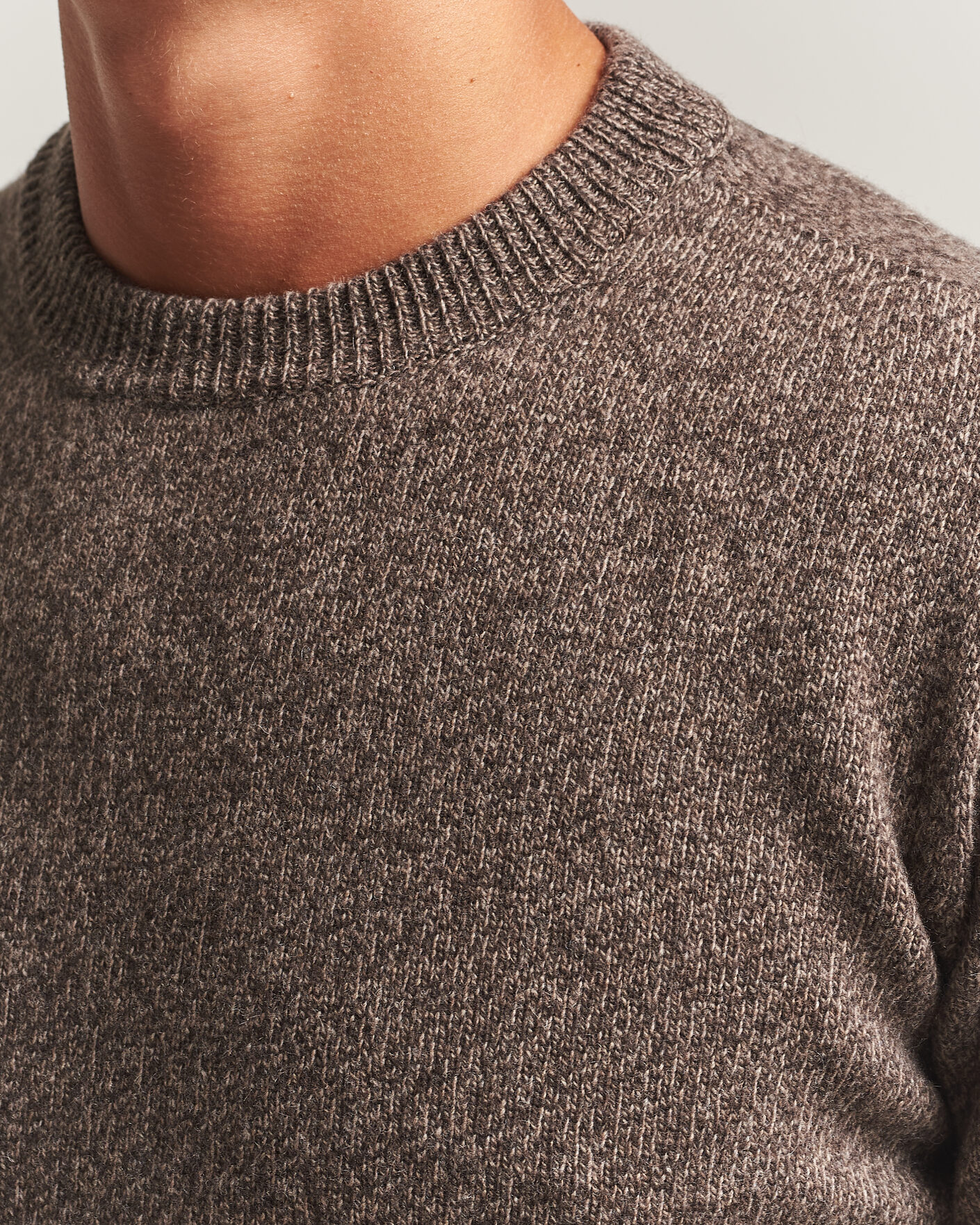 Heren | Truien | Altea | Wool/Cashmere Crew Neck Pullover Brown Melange