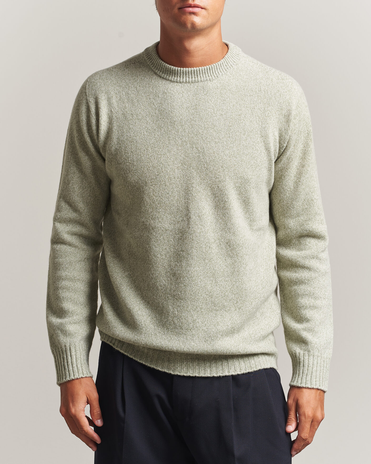 Heren | Truien | Altea | Wool/Cashmere Crew Neck Pullover Mint Green