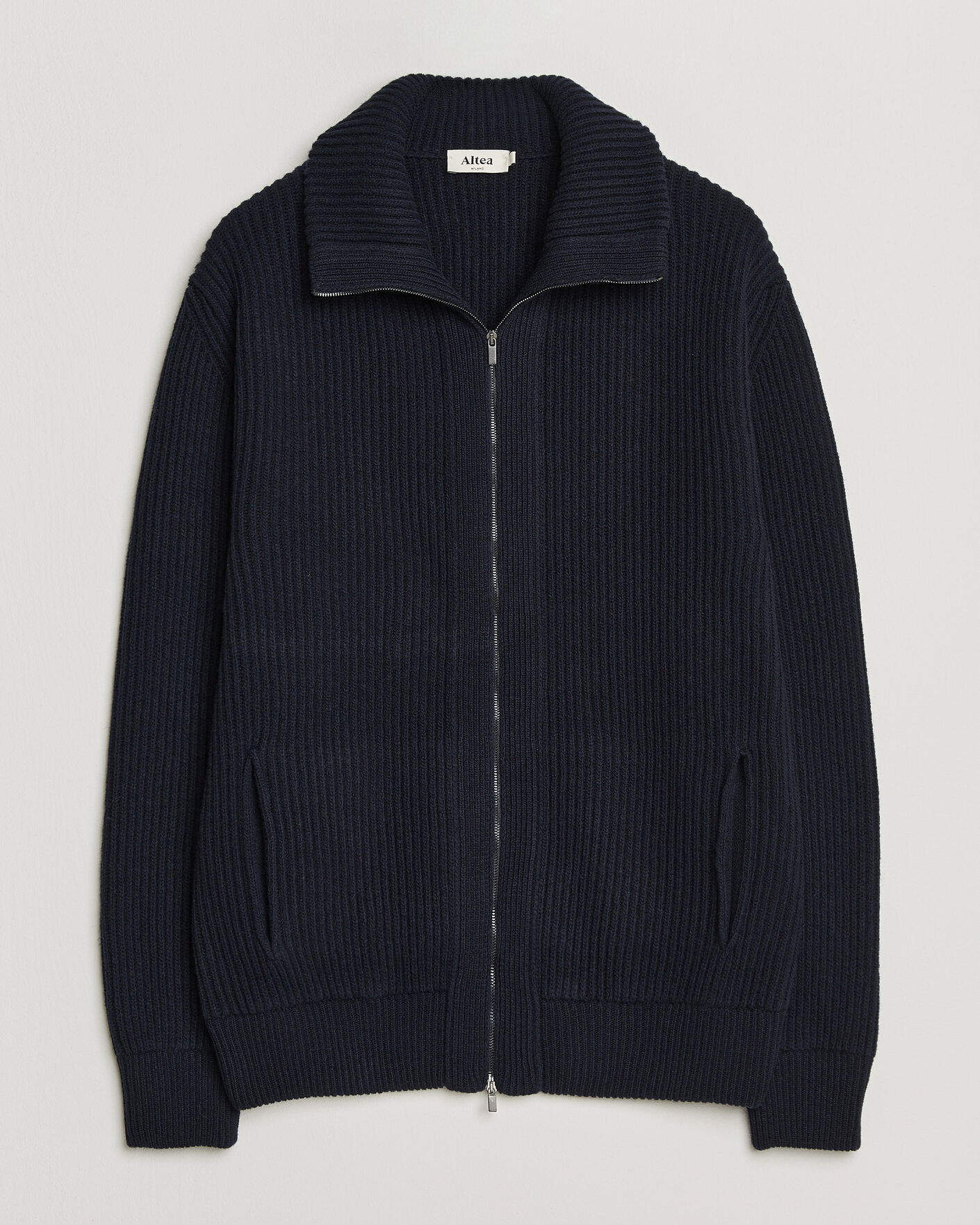 Homme | Pulls Et Tricots | Altea | Rib Wool Bomber Cardigan Navy
