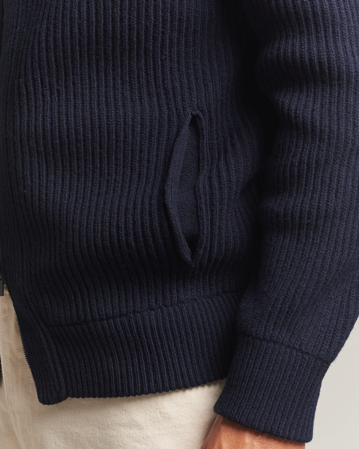 Homme | Pulls Et Tricots | Altea | Rib Wool Bomber Cardigan Navy