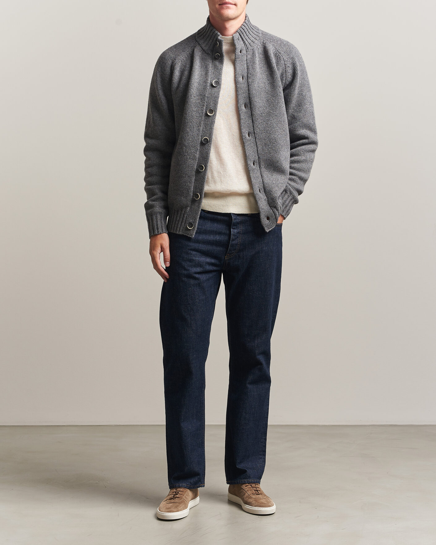 Homme | Pulls Et Tricots | Altea | Raglan Sleeve Buttoned Cardigan Grey Melange