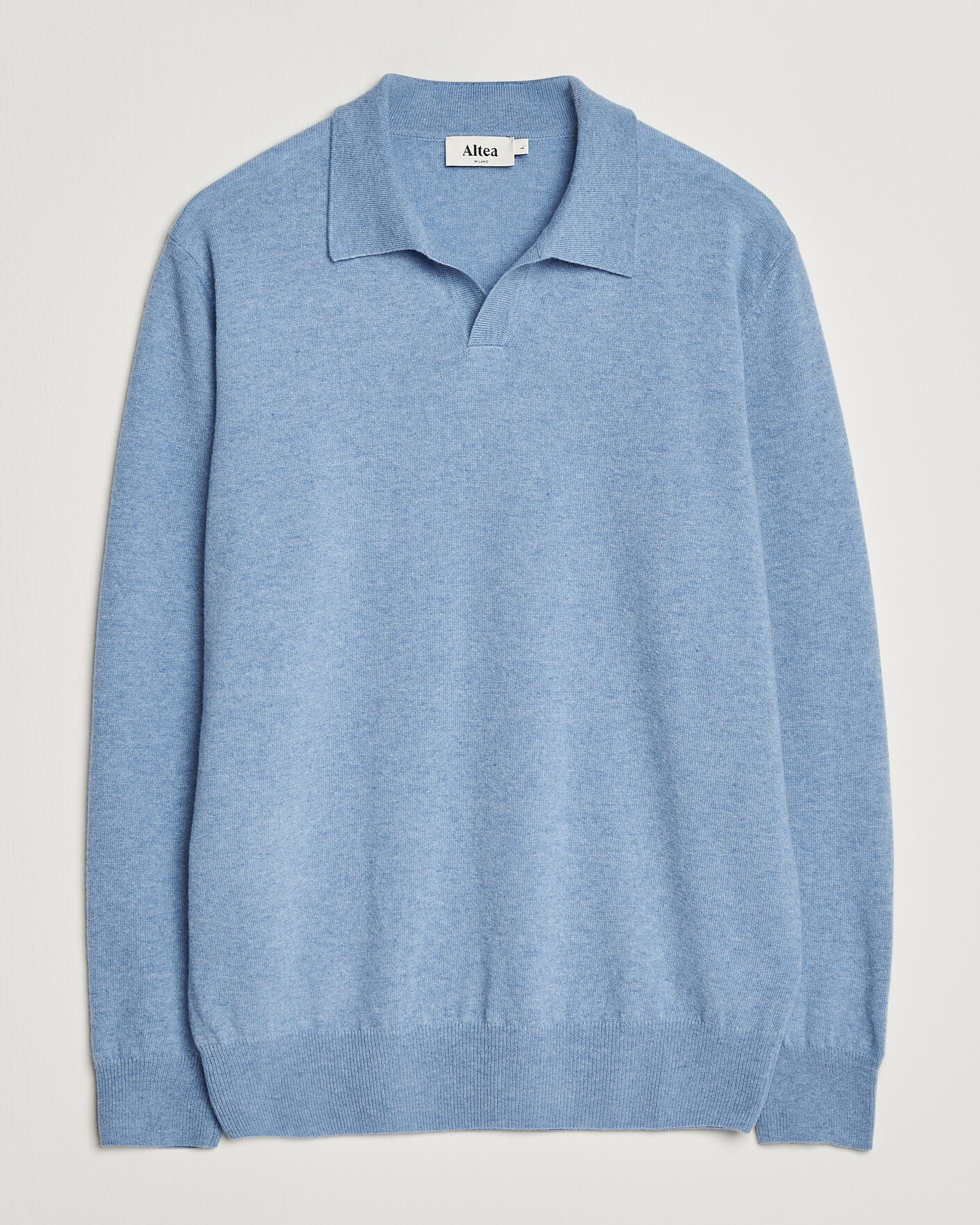 Homme | Pulls Et Tricots | Altea | Long Sleeve Knitted Polo Sky Blue