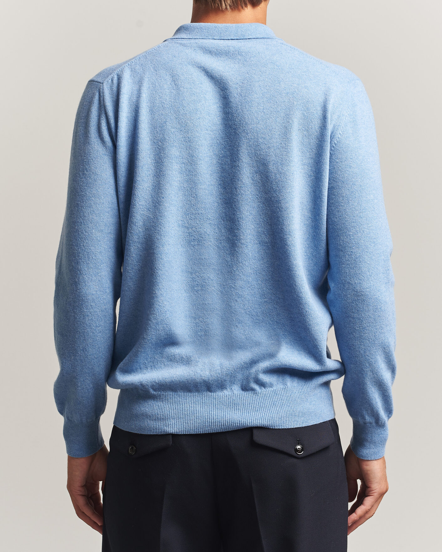 Homme | Pulls Et Tricots | Altea | Long Sleeve Knitted Polo Sky Blue