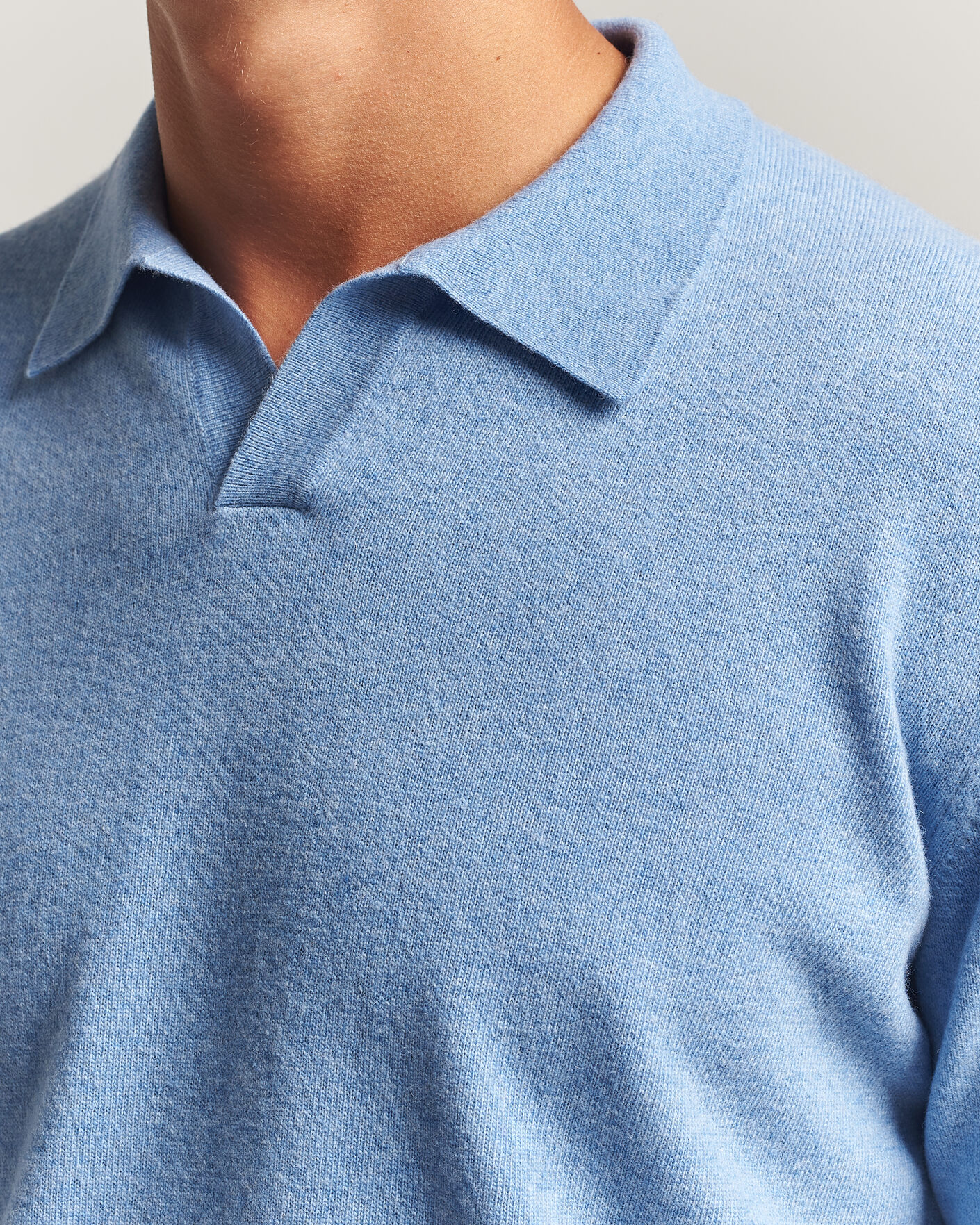 Homme | Pulls Et Tricots | Altea | Long Sleeve Knitted Polo Sky Blue