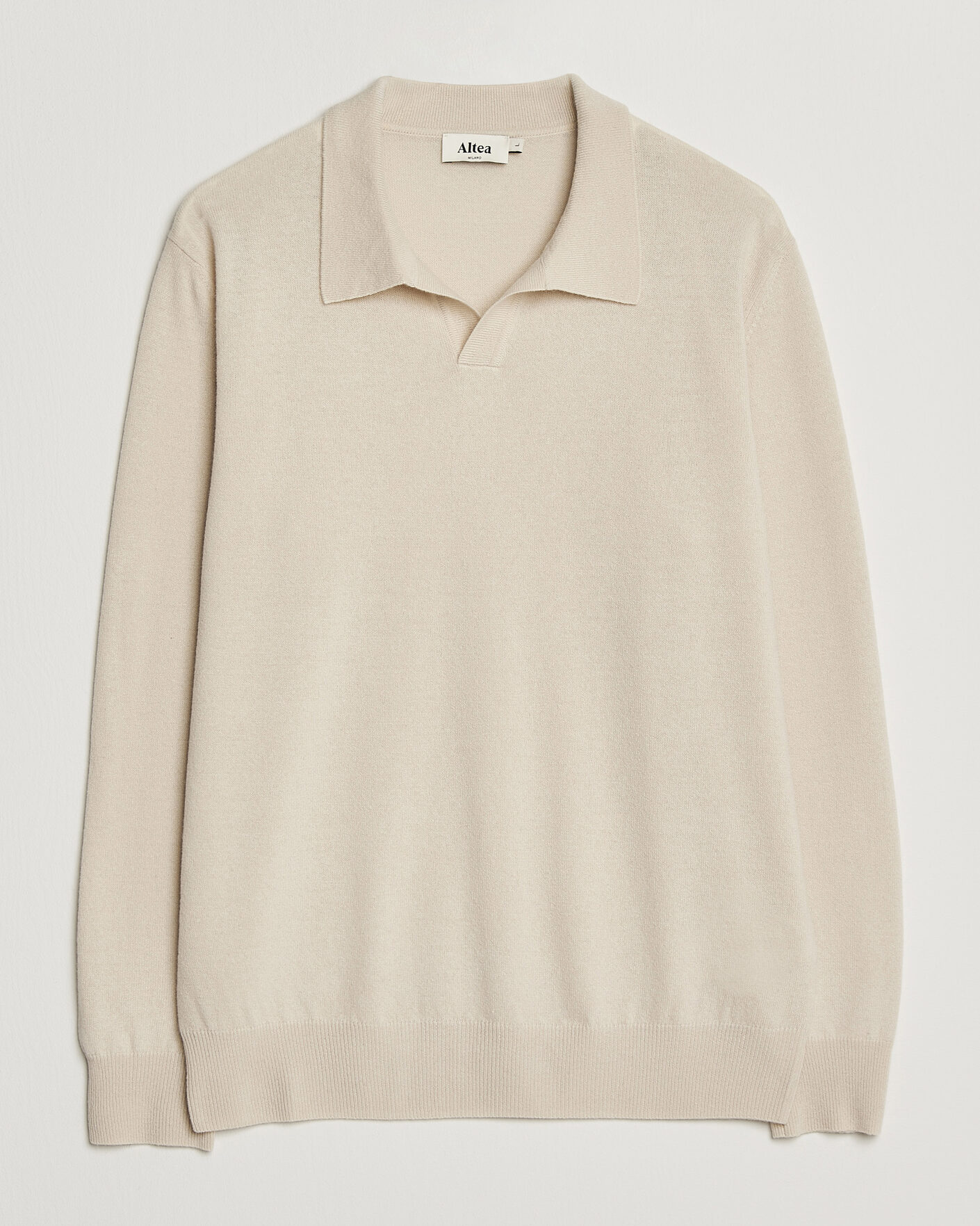 Heren | Truien | Altea | Long Sleeve Knitted Polo Beige