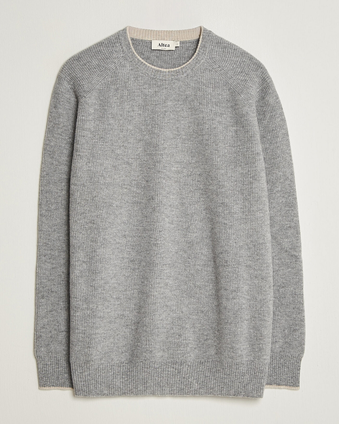 Homme | Pulls Et Tricots | Altea | Rib Wool Raglan Sweater Light Grey